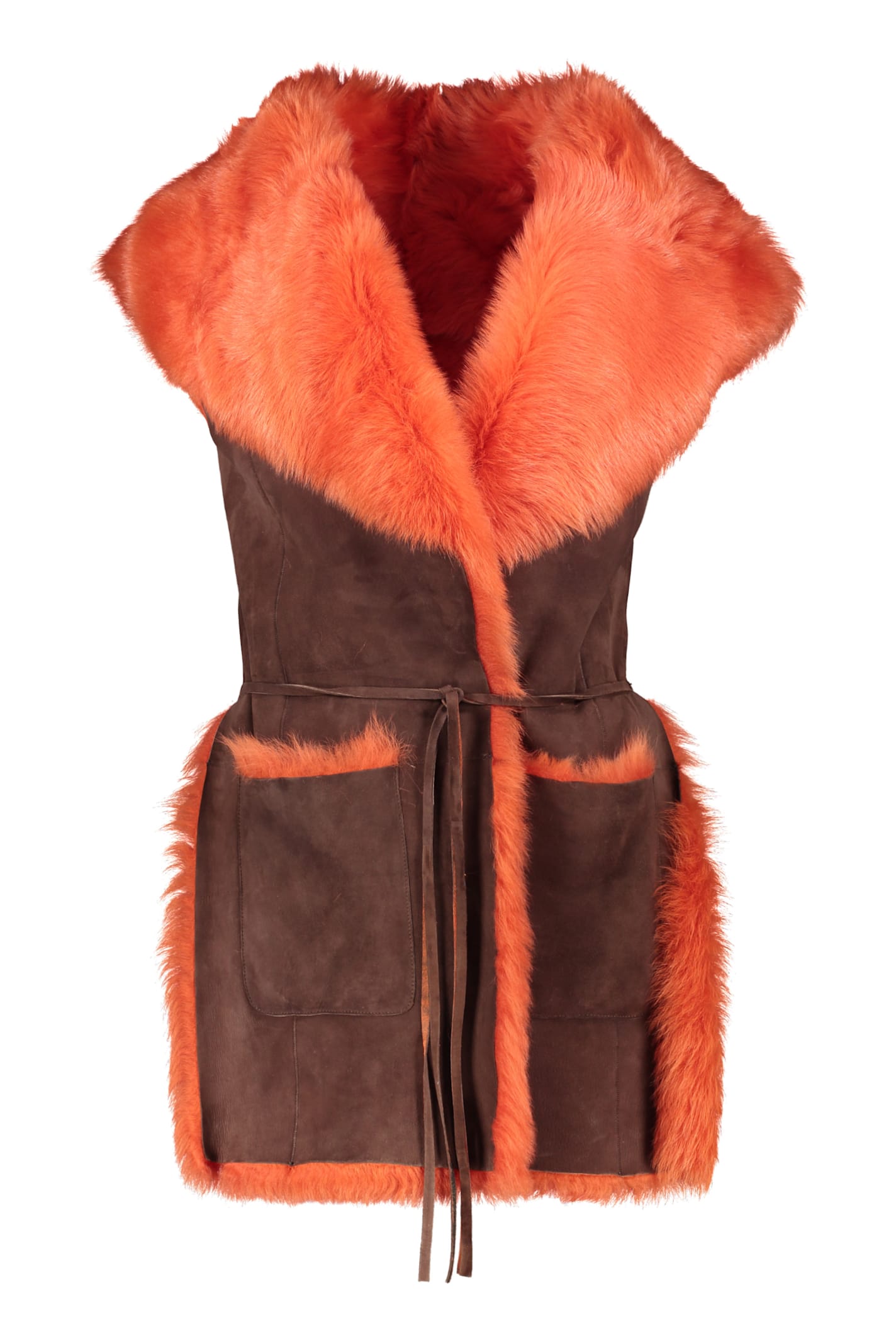 Alberta Ferretti Fur Vest In Brown