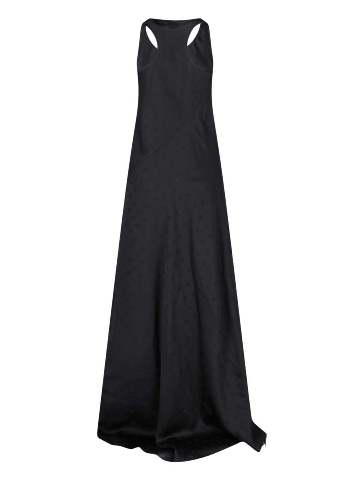 Balenciaga Black Long Evening Dress With Logo Motif All-over In Viscose Woman In Black