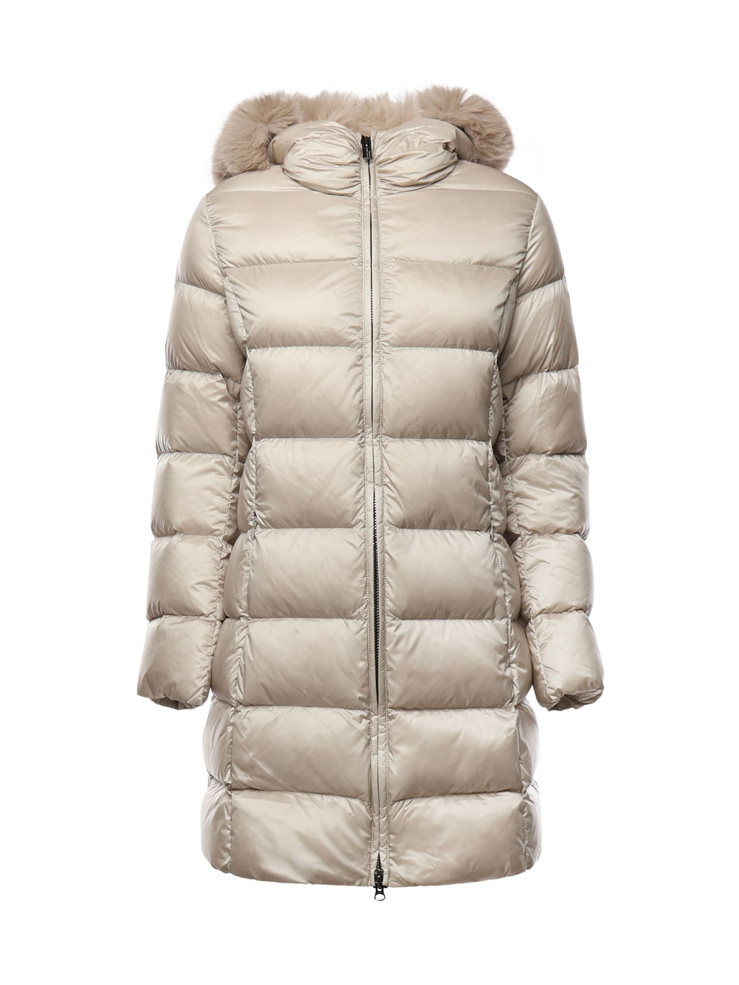 Colmar Long Down Jacket With Faux Fur In Neutral
