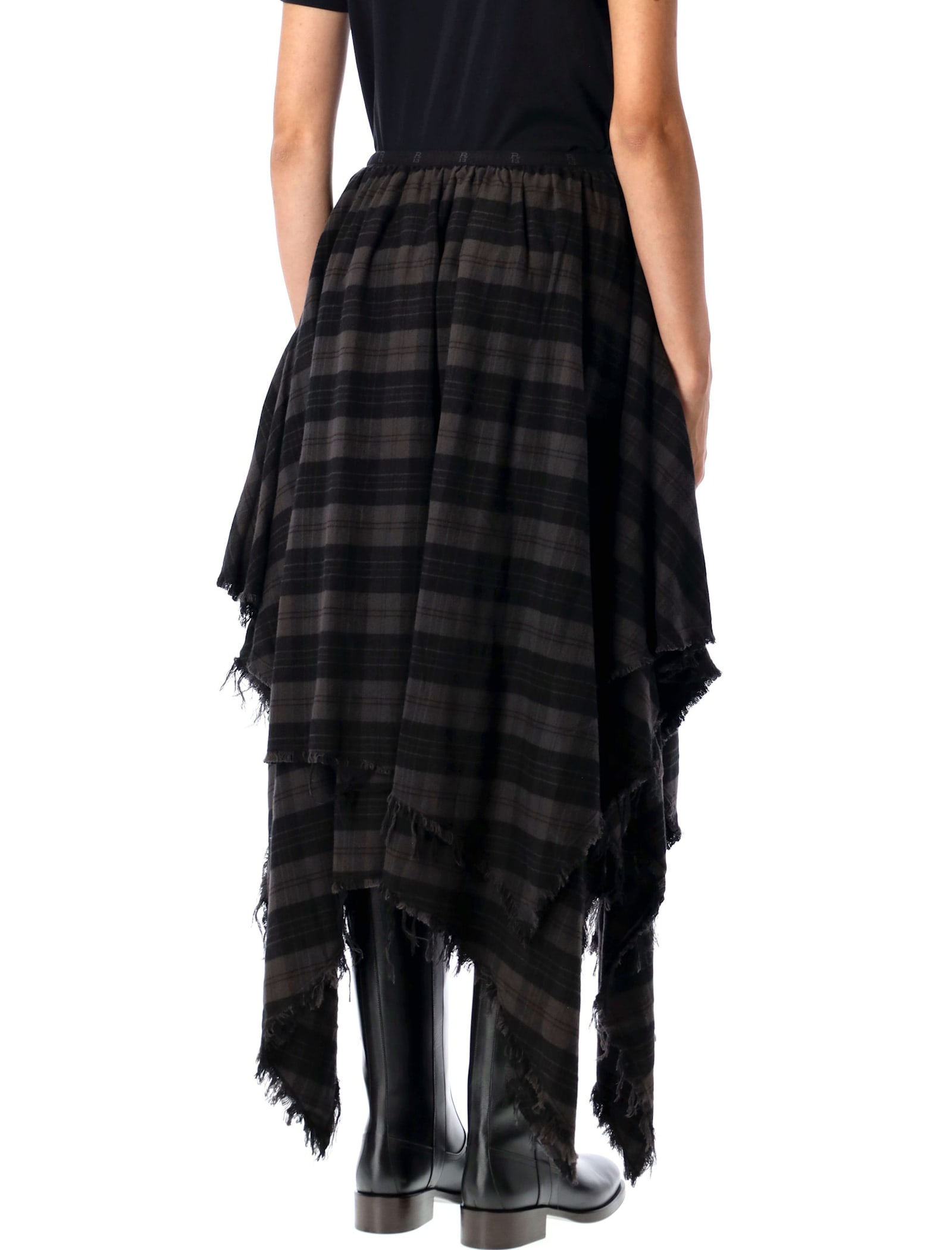 Shop R13 Midi Handkerchief Skirt In Black Plaid