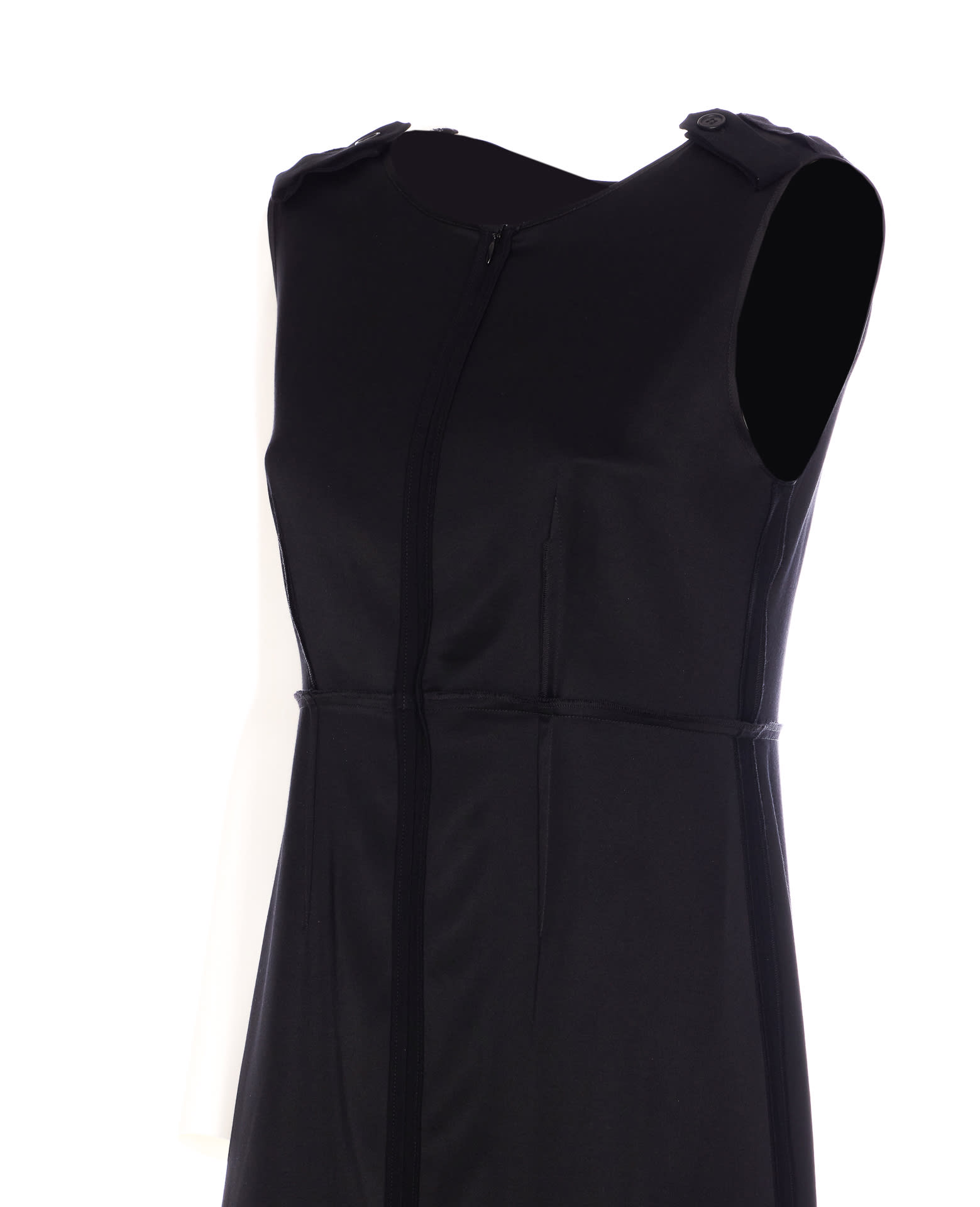Mm6 Maison Margiela Long Dress With Shoulder Epaulettes And Splits