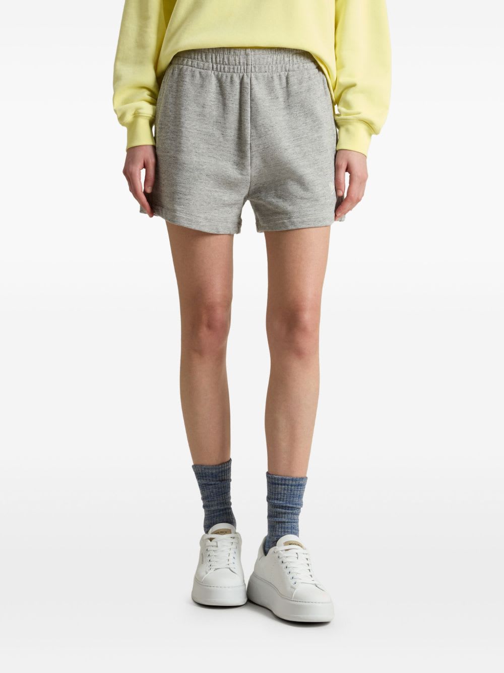 Woolrich Heathered Texture Elasticated Waistband Shorts In Grey