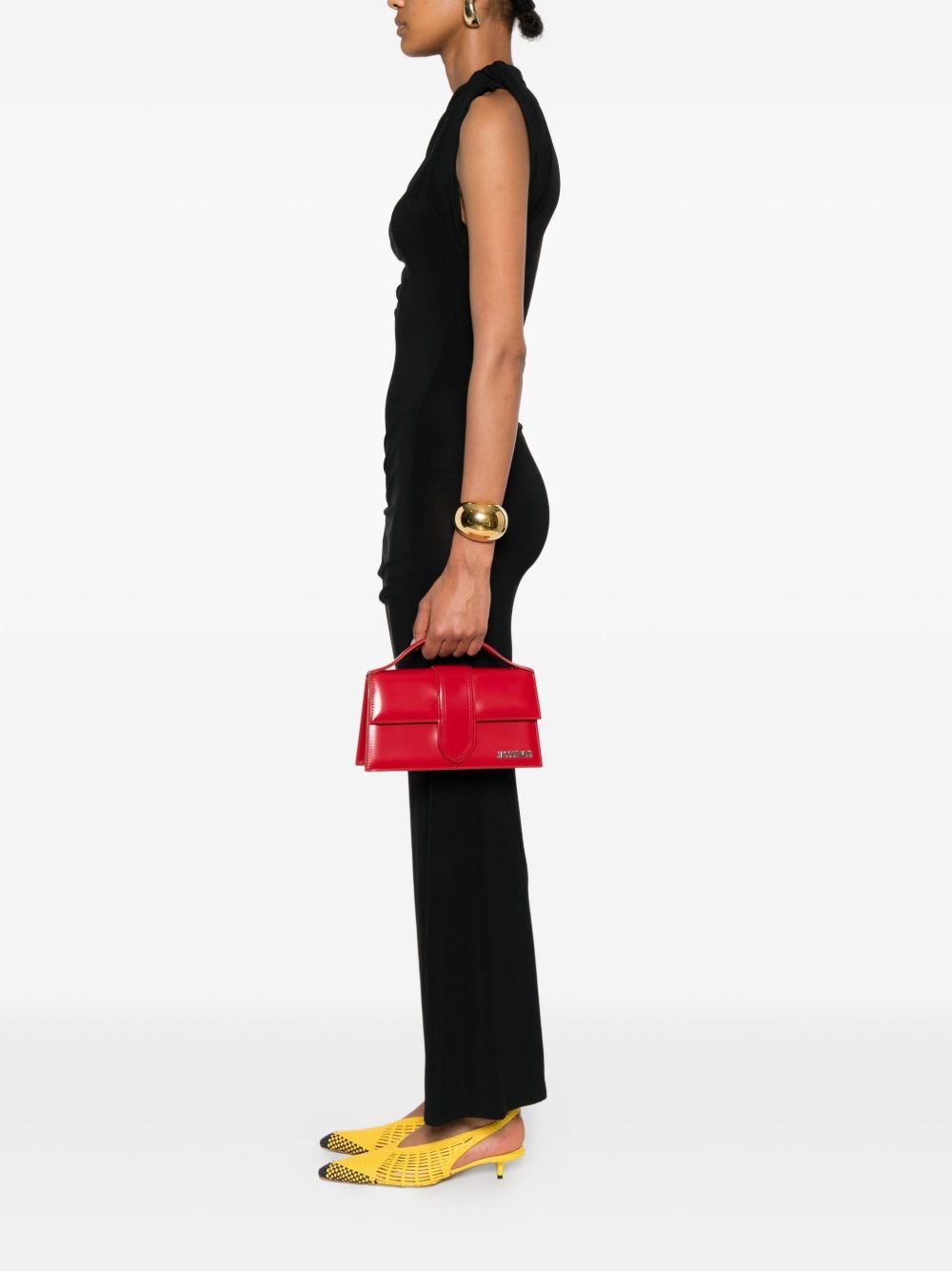 Jacquemus Le Grand Bambino Leather Top Handle Bag In Red