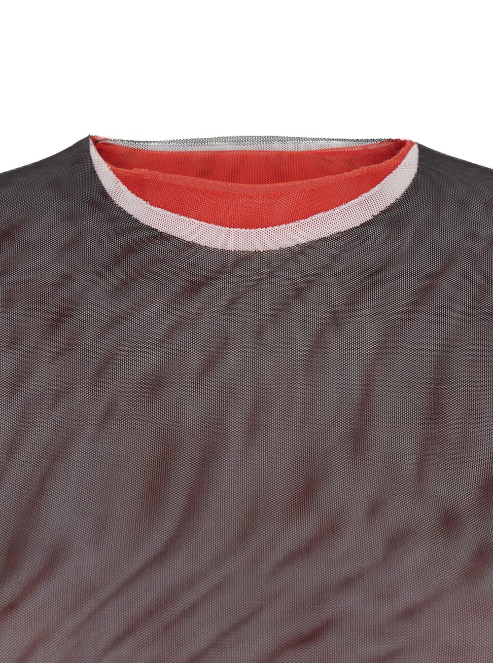 Msgm Black Crew Neck Blouse With Side Slit In Tech Fabric Woman In Brown