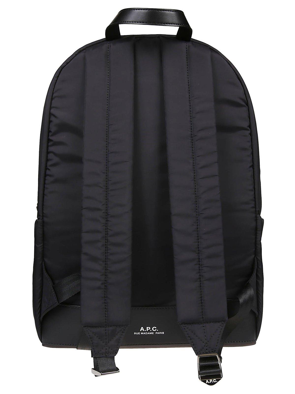 Apc Logo Patch Zip-up Backpack In Lzz Noir