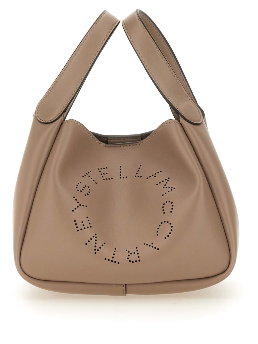 Shop Stella Mccartney Shoulder Bag With Logo In Beige