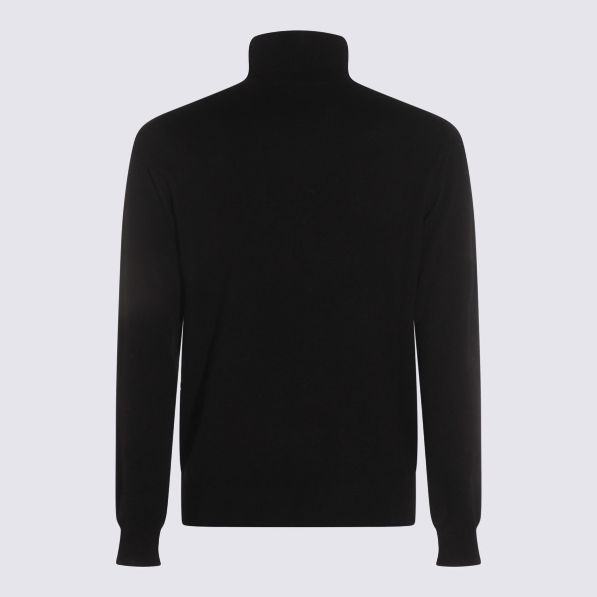 Malo Ribbed Turtleneck Knit Sweater With High Collar In Black