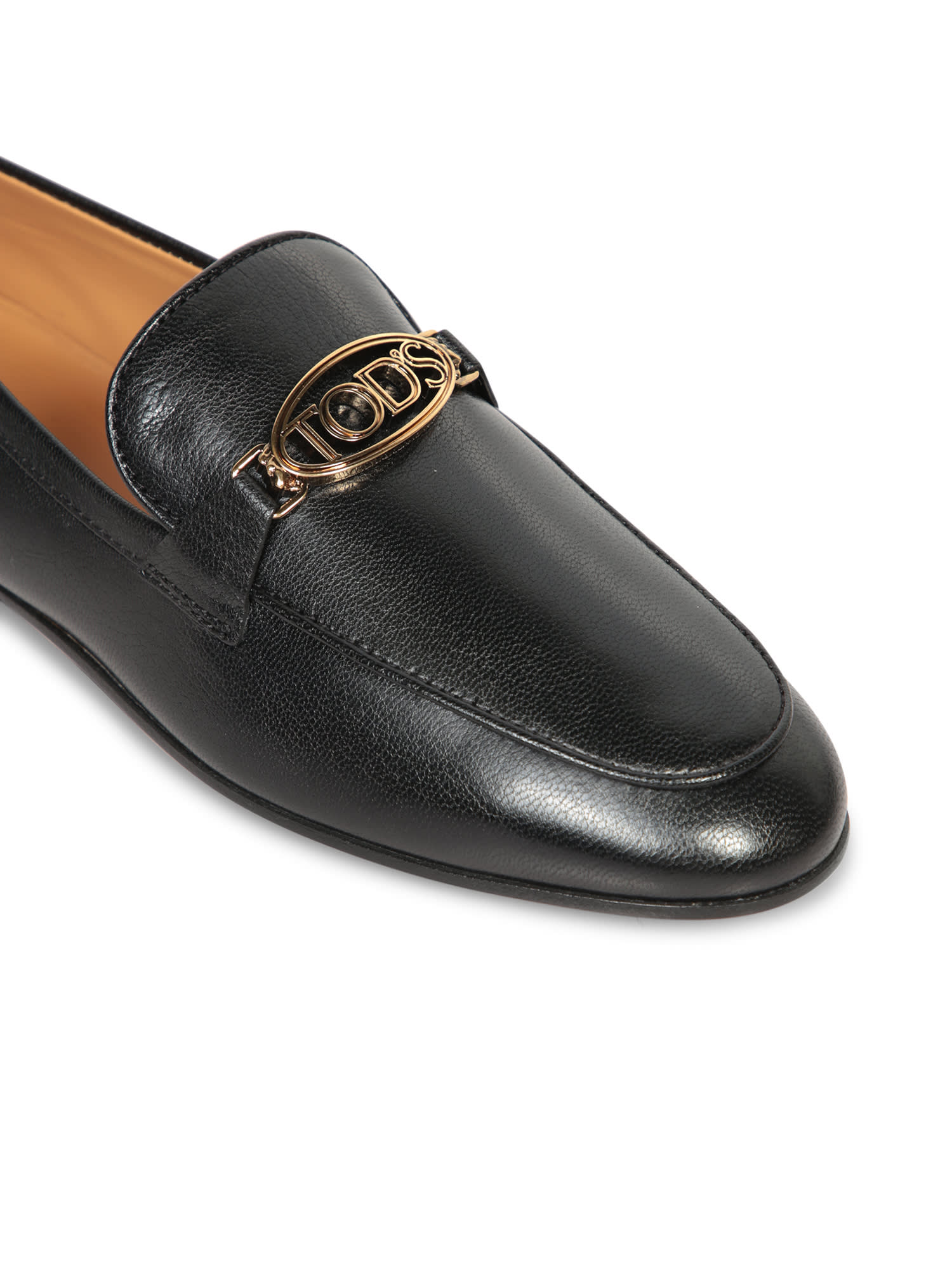 Shop Tod's Oval Logo Black Loafers