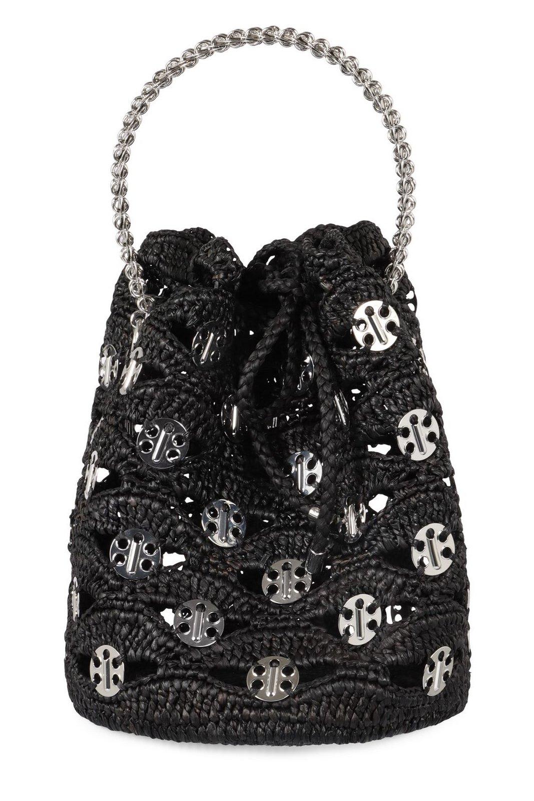 Raffia Drawstring Bucket Bag