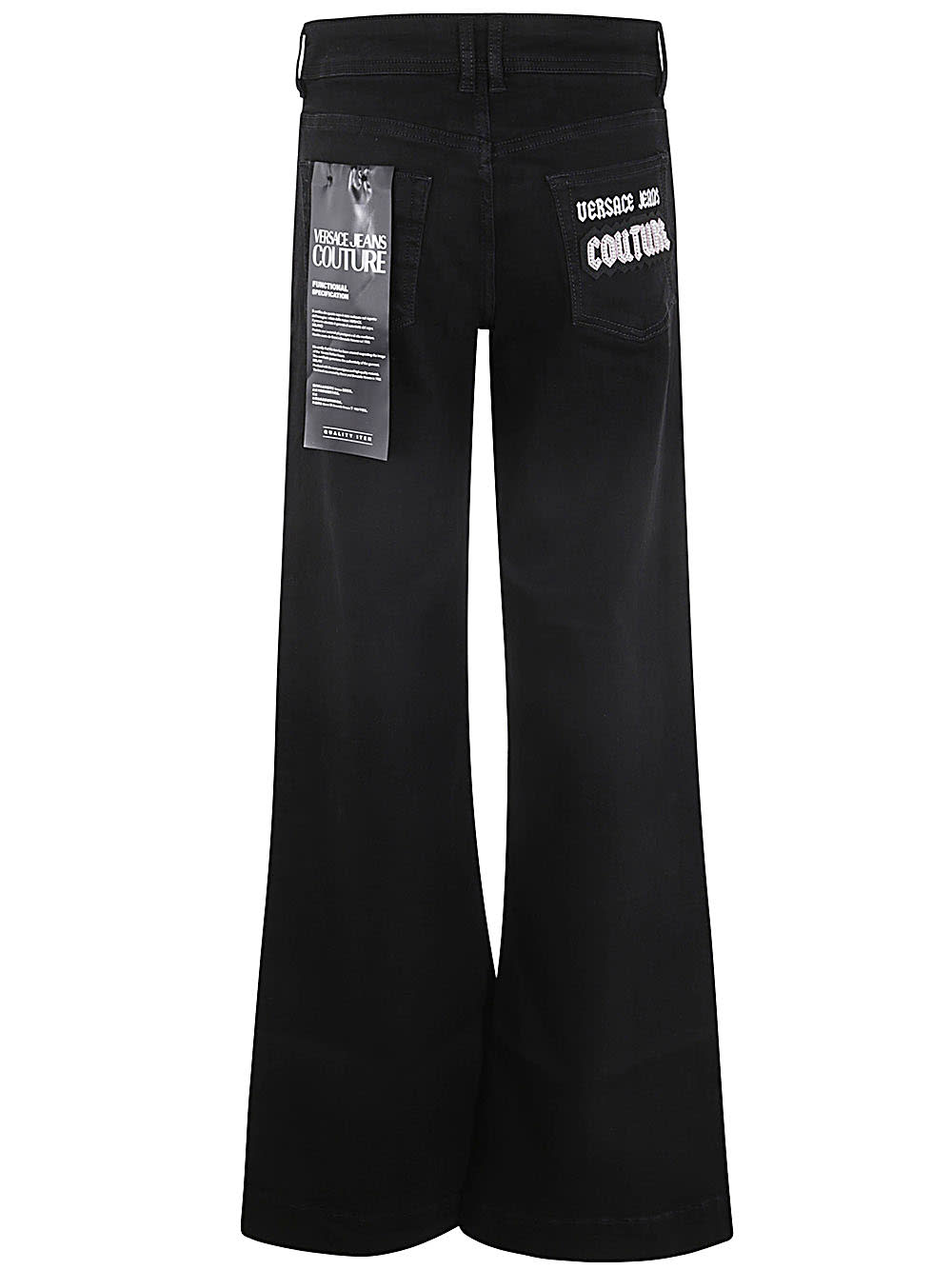 Shop Versace Jeans Couture Wide Leg Pants In Black Black