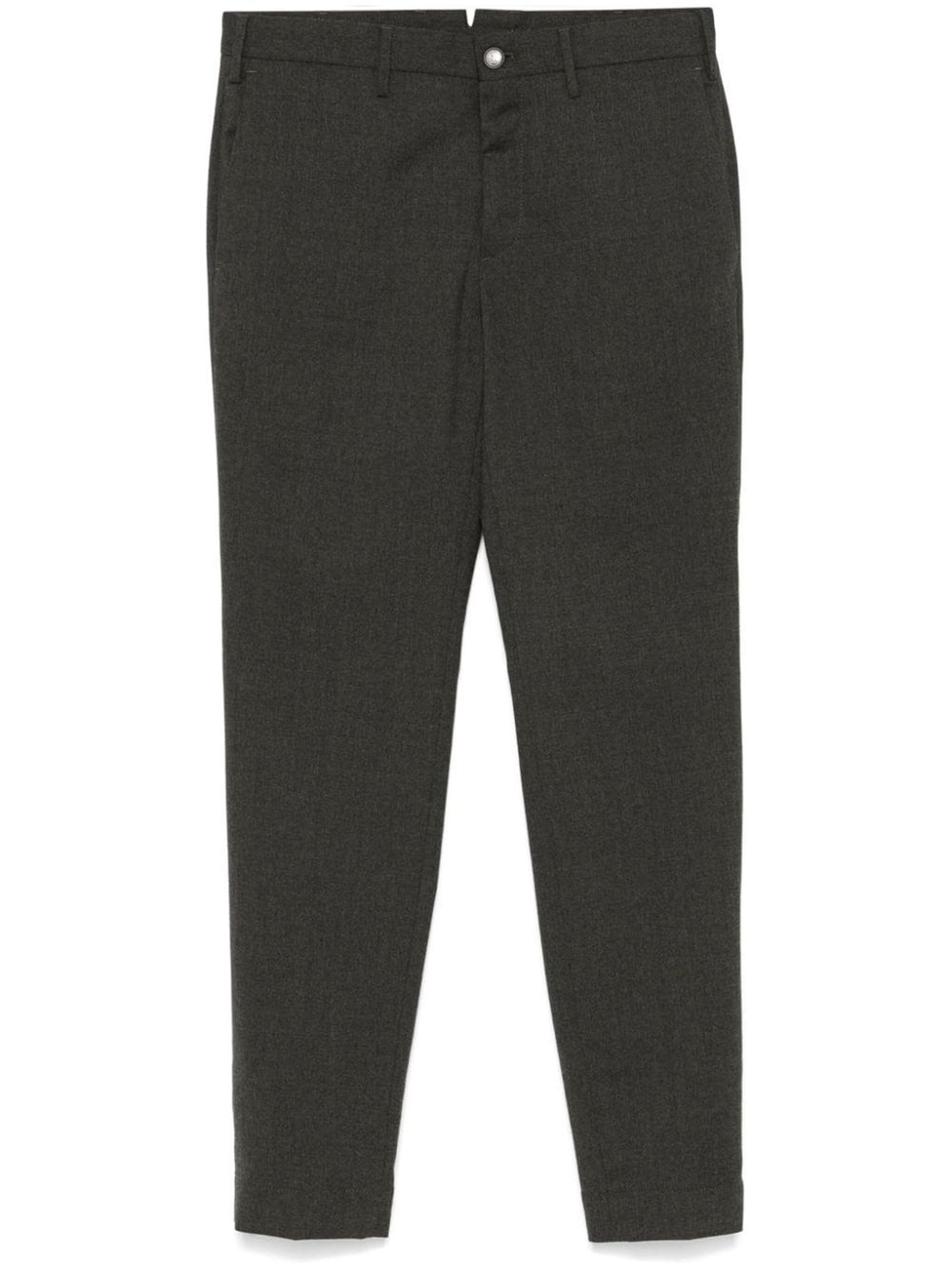 Shop Incotex Dark Grey Wool Blend Trousers