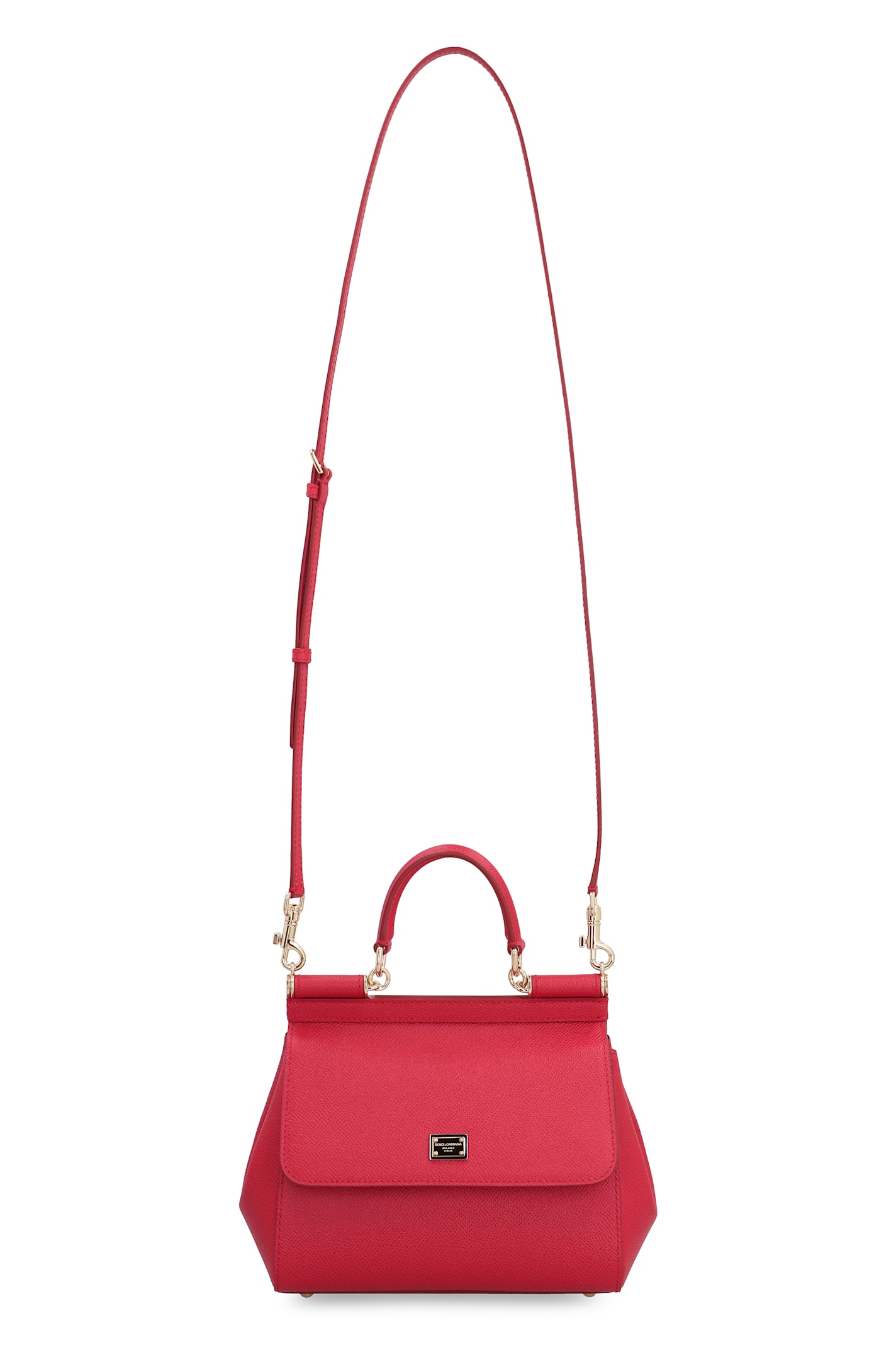Dolce & Gabbana Sicily Media Leather Handbag In Red