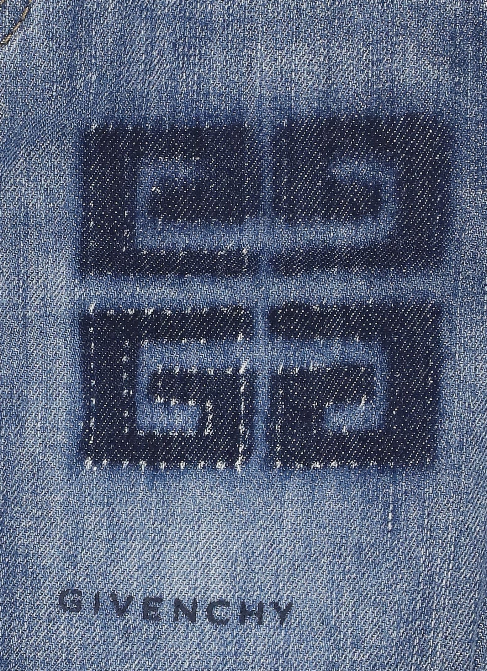 Shop Givenchy Cotton Denim Bermuda With Logo In Blue