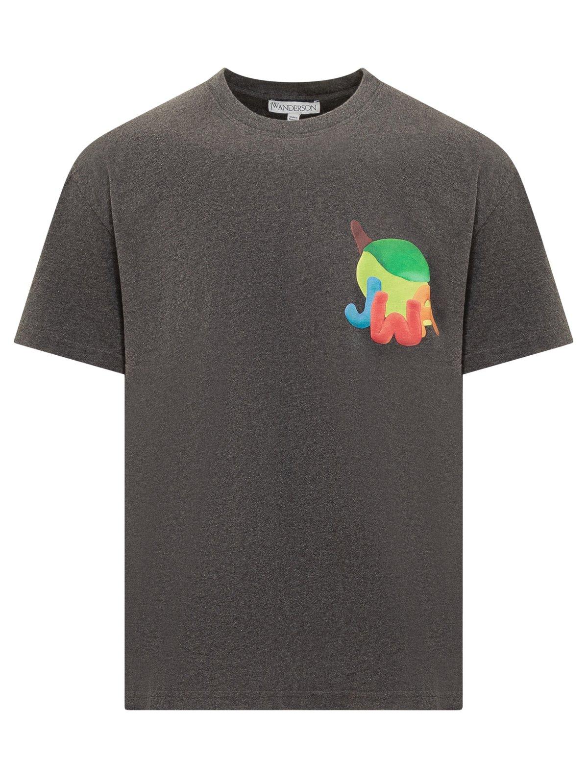 Shop Jw Anderson Jwa Lime Printed T-shirt In Grey