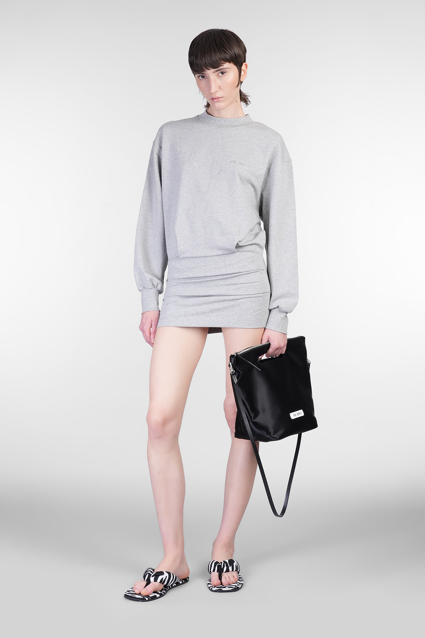 Attico Dress Woman In Grey Cotton In Gray