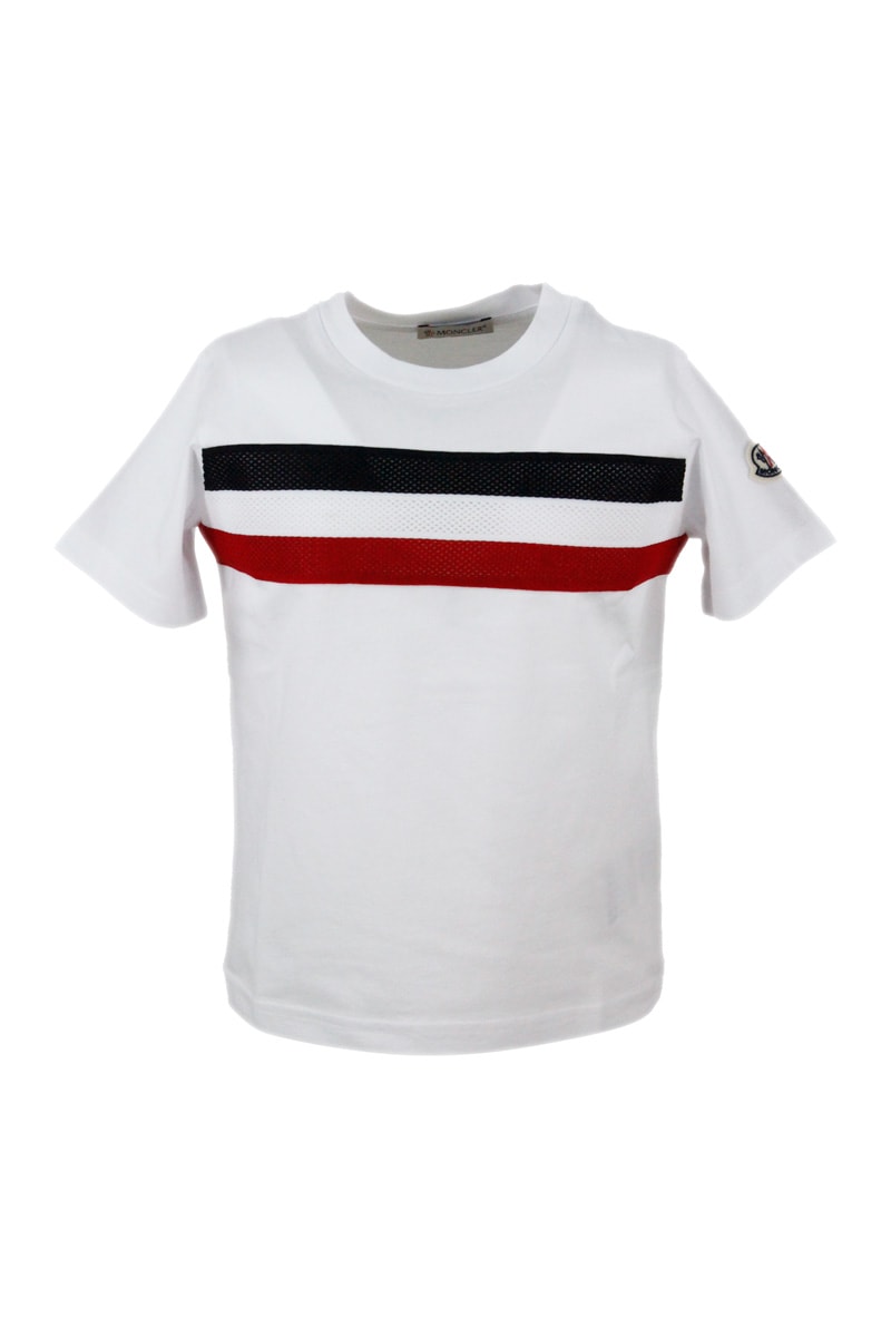 Moncler Short Sleeve Crewneck T-shirt With Band And Logo On The Chest