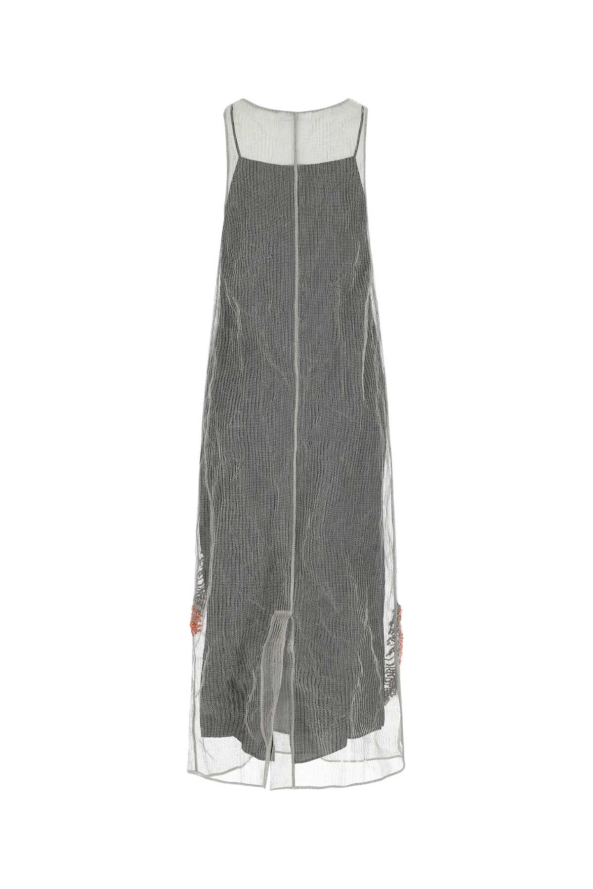 Shop Prada Silver Mesh Long Dress In F0fiv