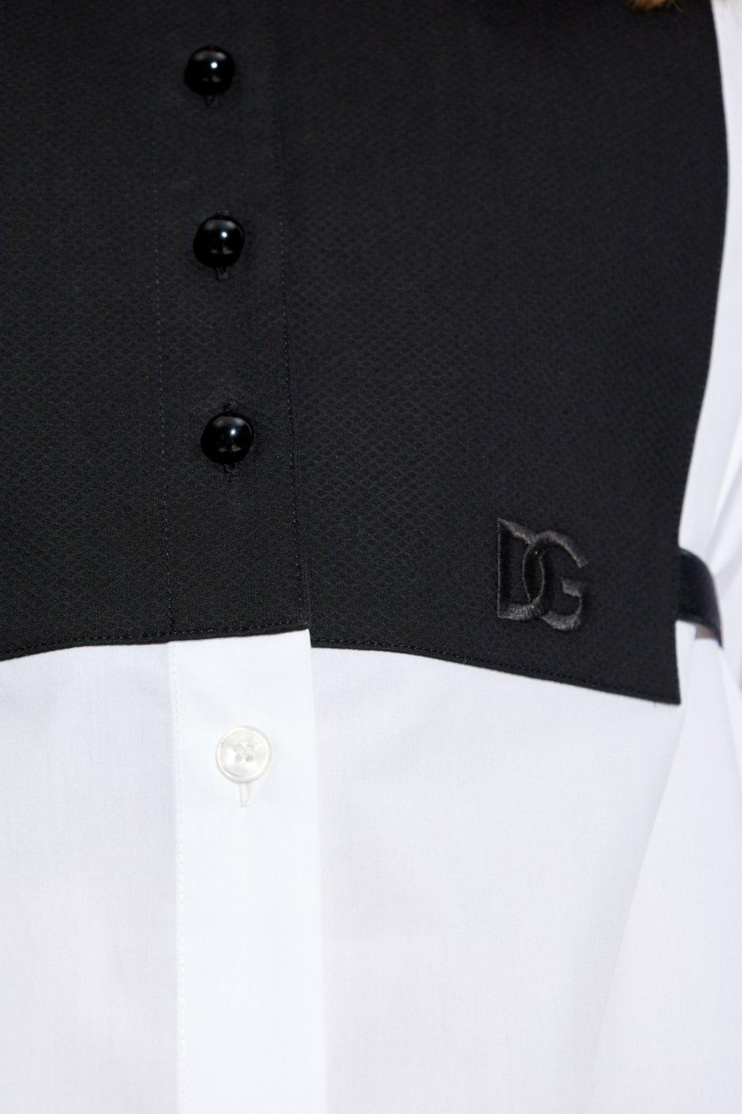 Dolce & Gabbana Paneled Button-up Shirt In White