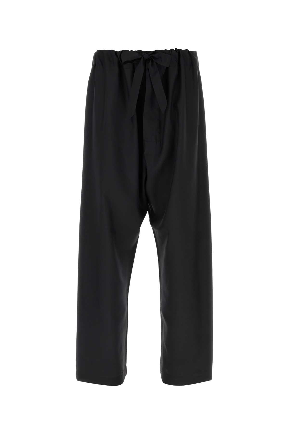 Shop Maison Margiela Black Silk Pyjamas Pant