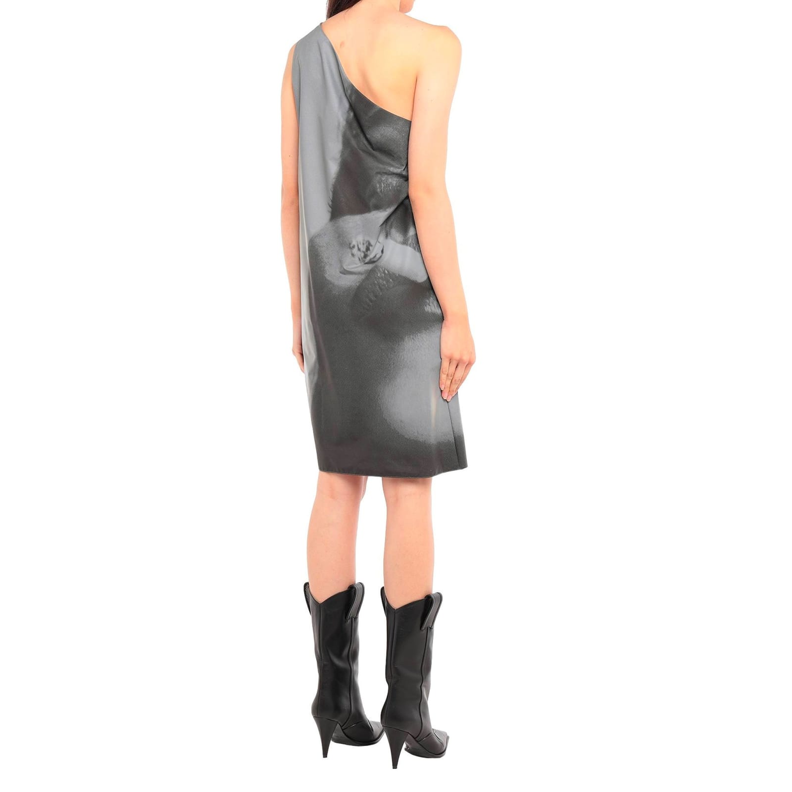 Shop Dsquared2 One Shoulder Dress In Gray