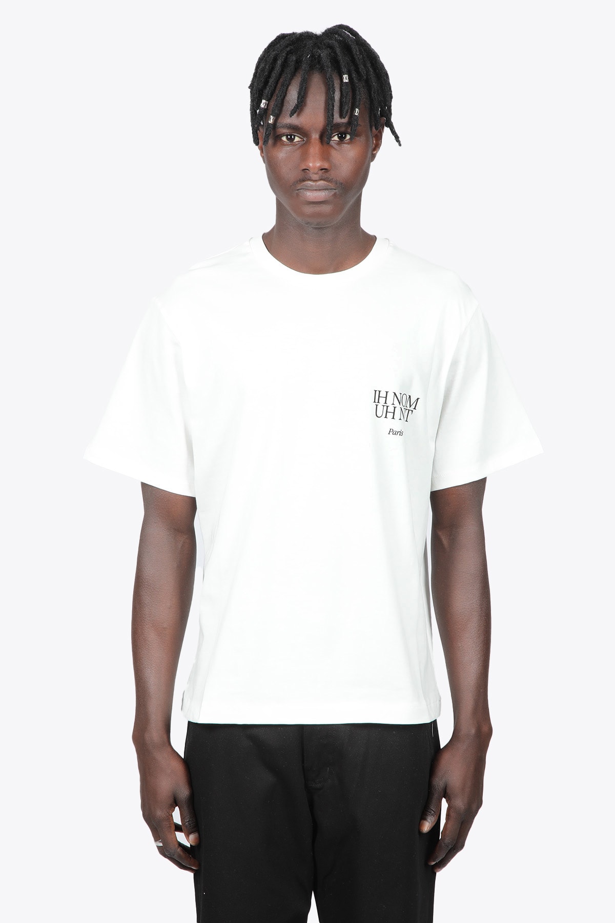 Ih nom uh nit T-shirt Relaxed Fit With Logo On Front Off-white cotton t-shirt with chest logo print
