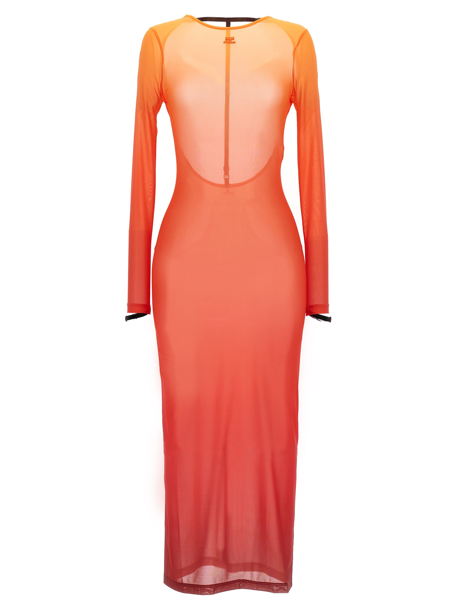 Courrèges Gradient Sunset Second-skin Dress In Orange