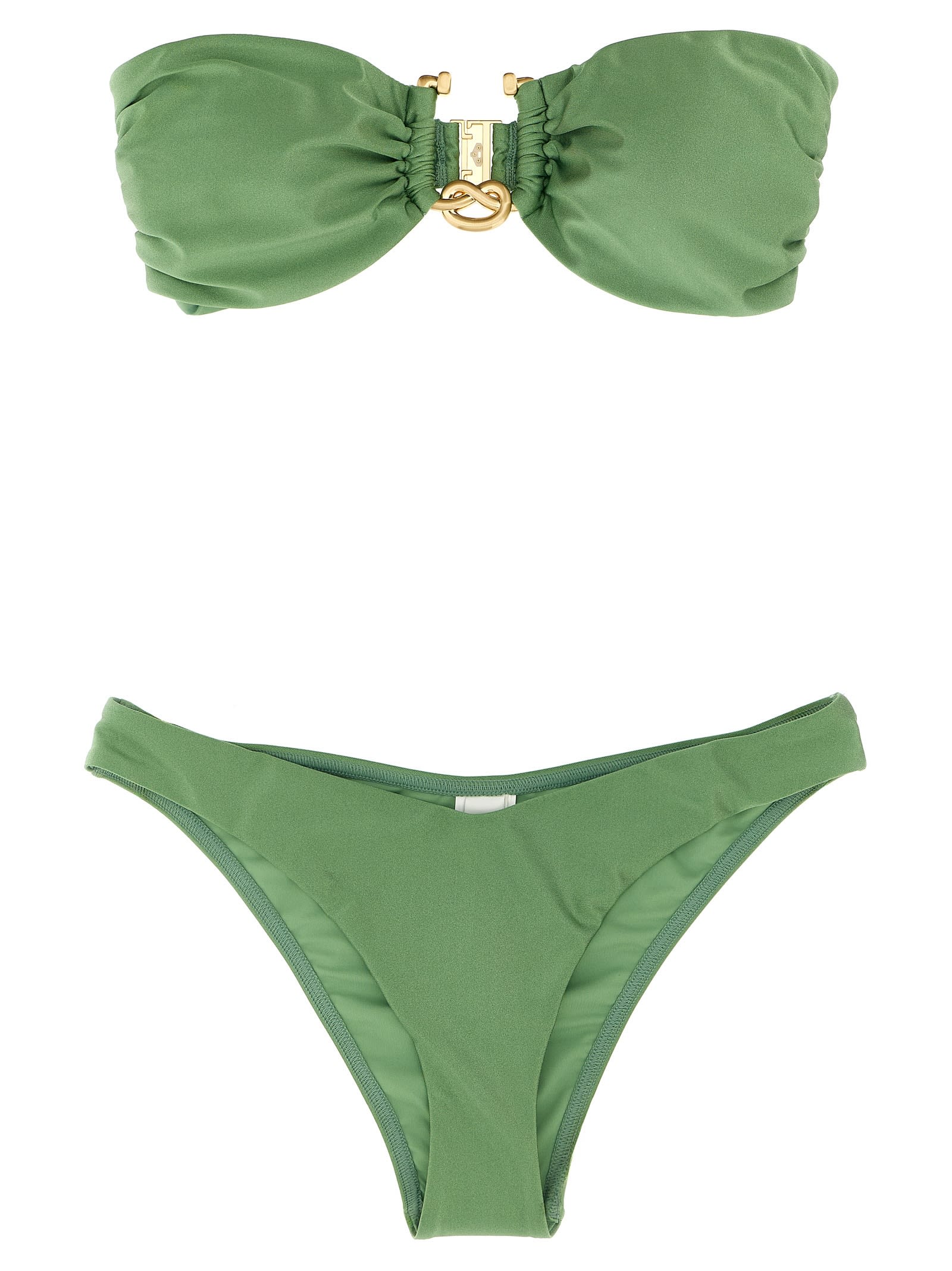 Zimmermann Rhiannon Knot Hardware Bandeau Two-piece Swimsuit In Green