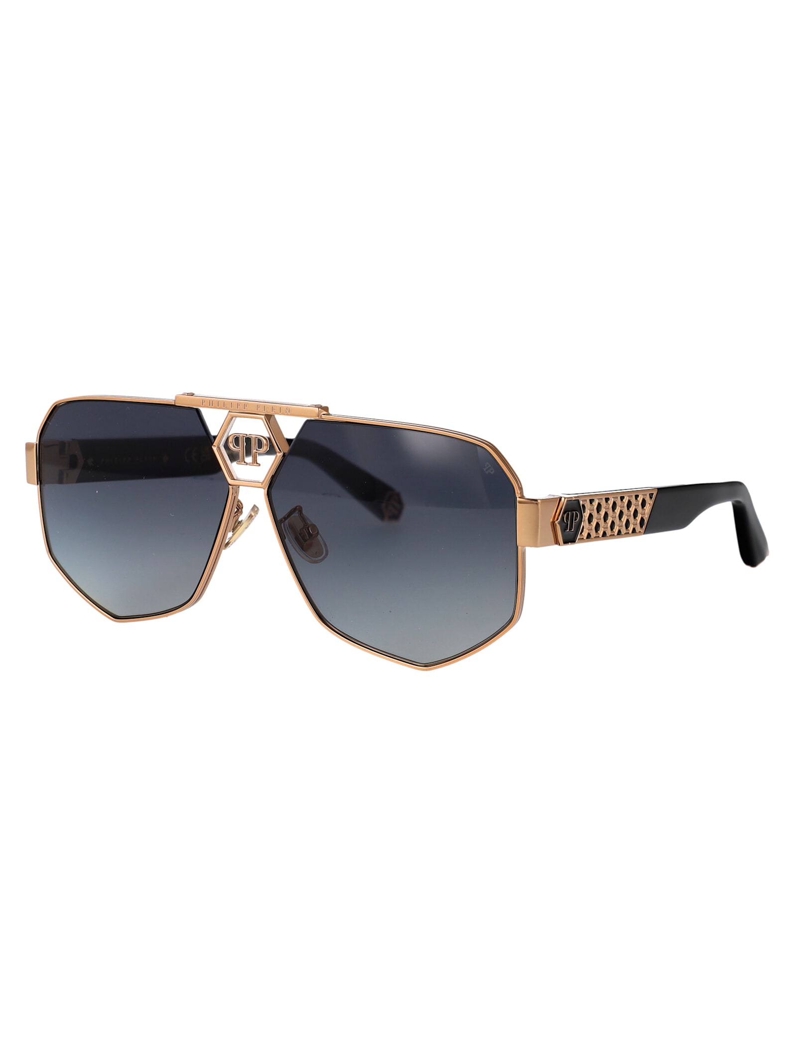 Philipp Plein Plein Badge Sunglasses In Gold Black