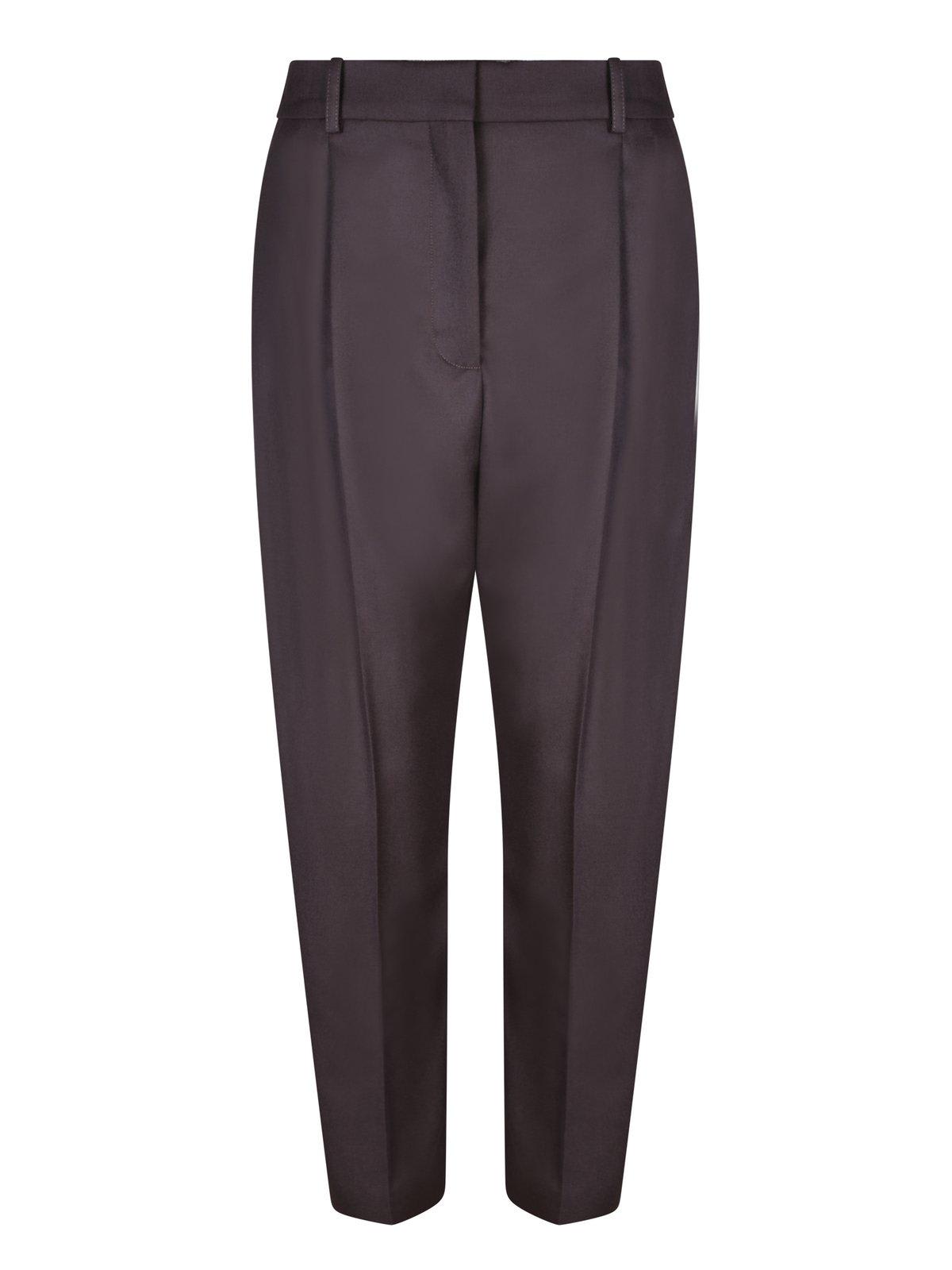 Shop Stella Mccartney Pleated High-rise Trousers In Cioccolato