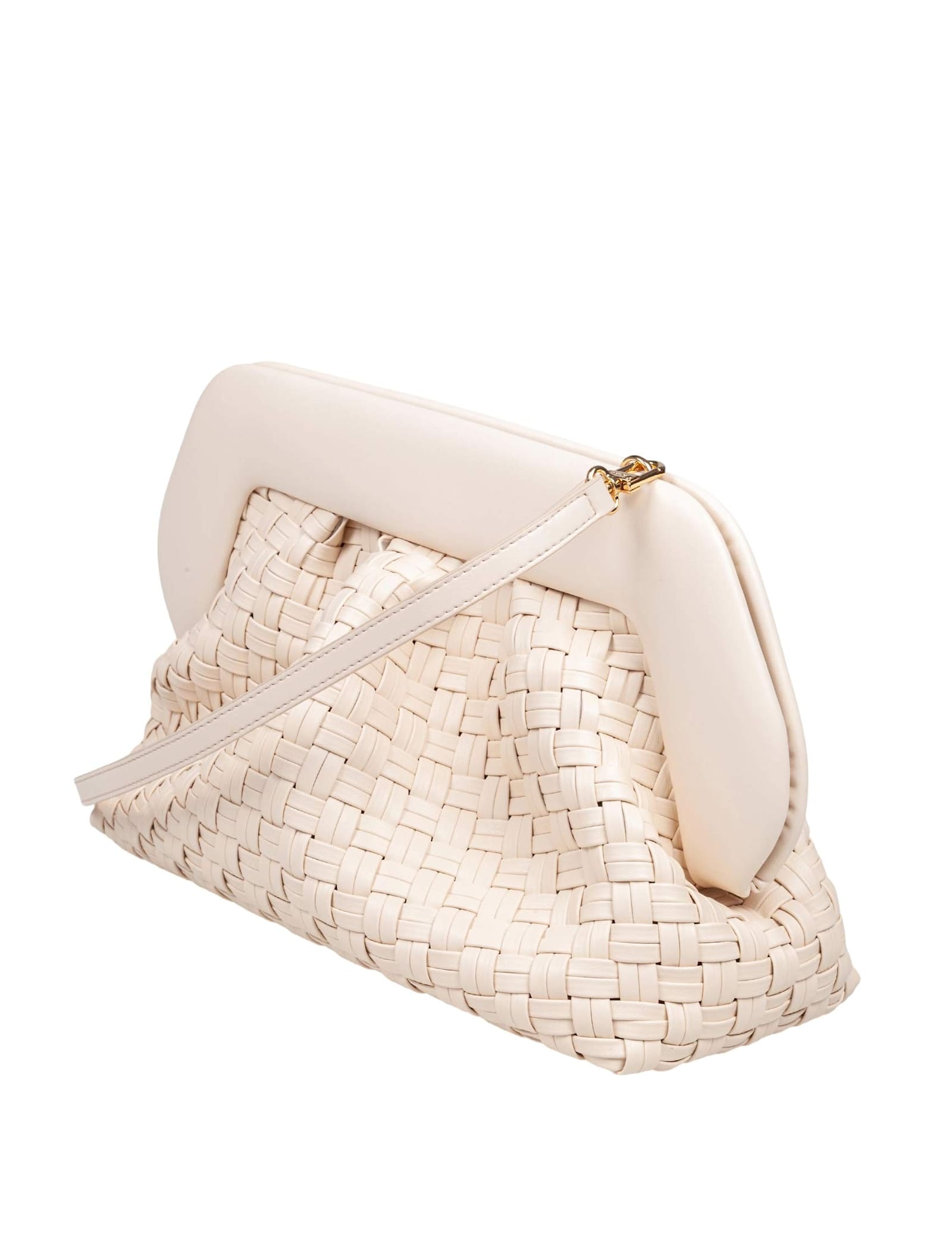 Themoirè Vegan Fabric Clutch Bag With Braided Effect Shell Color In Shell