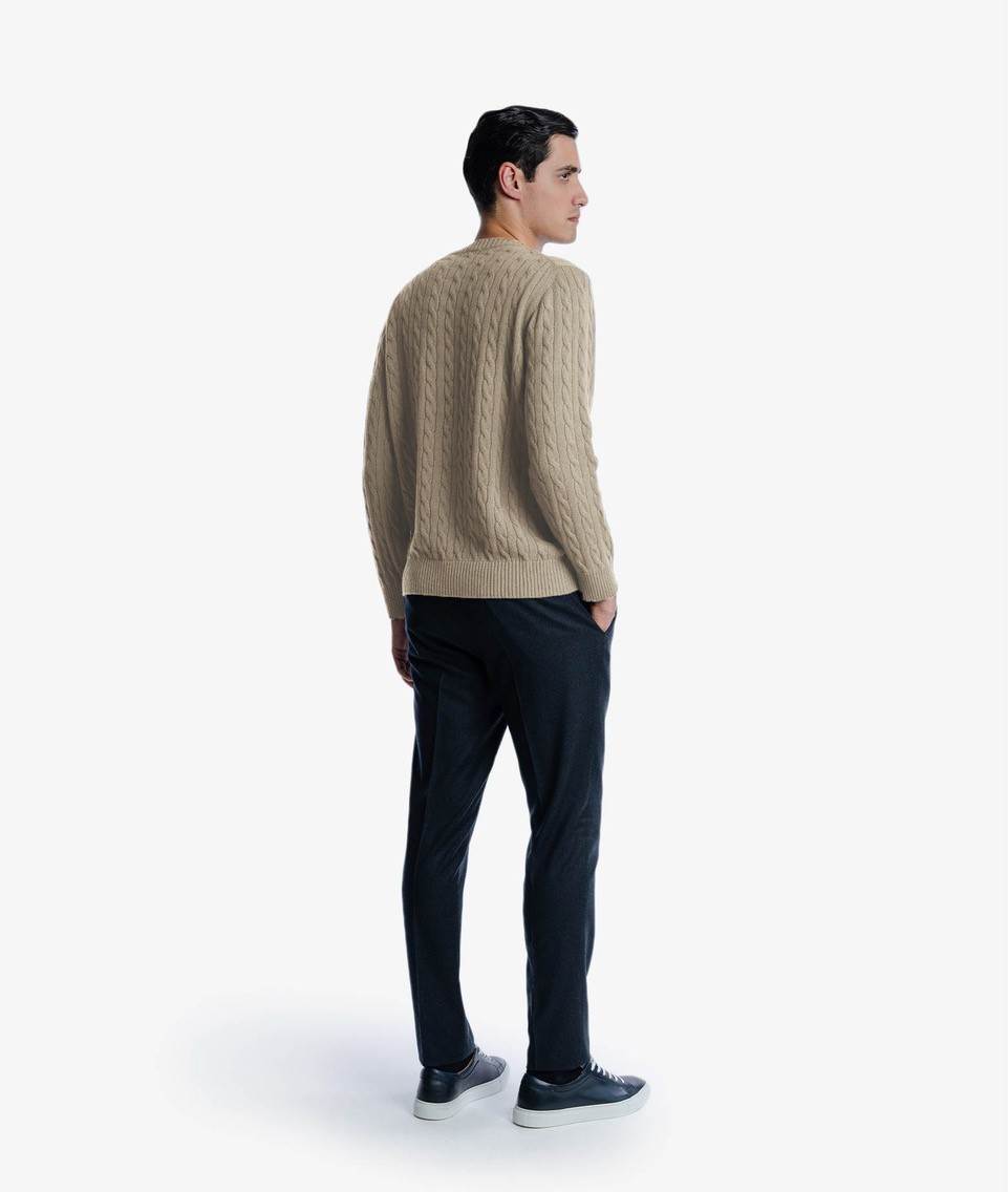 Shop Larusmiani Cable Knit Sweater Col Du Pillon Sweater In Beige