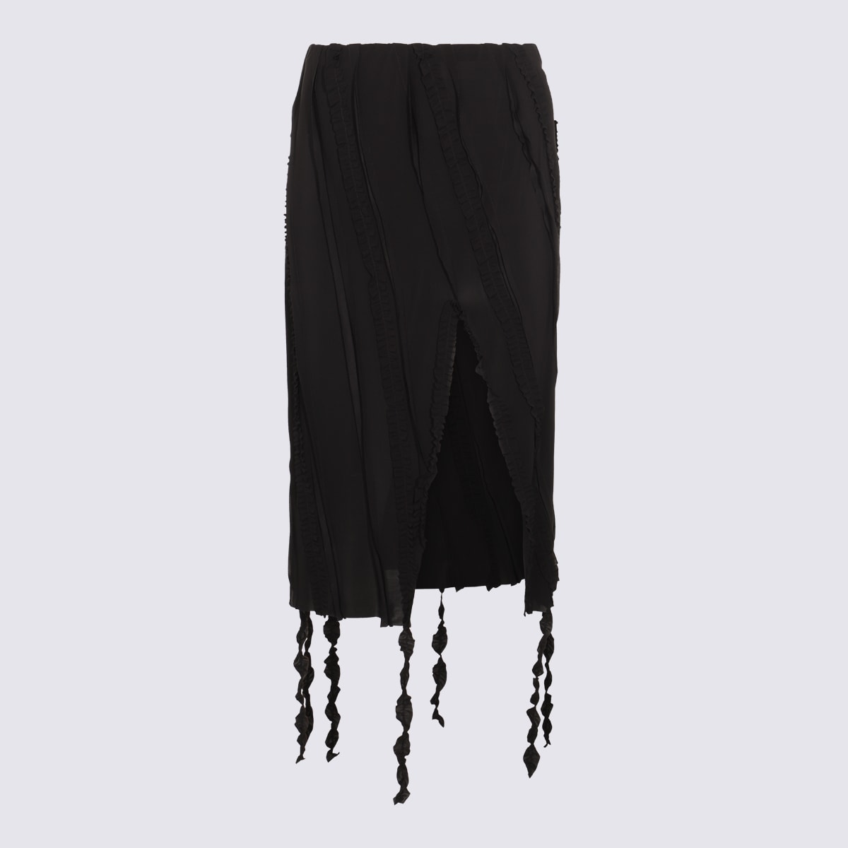 Black Viscose Midi Skirt
