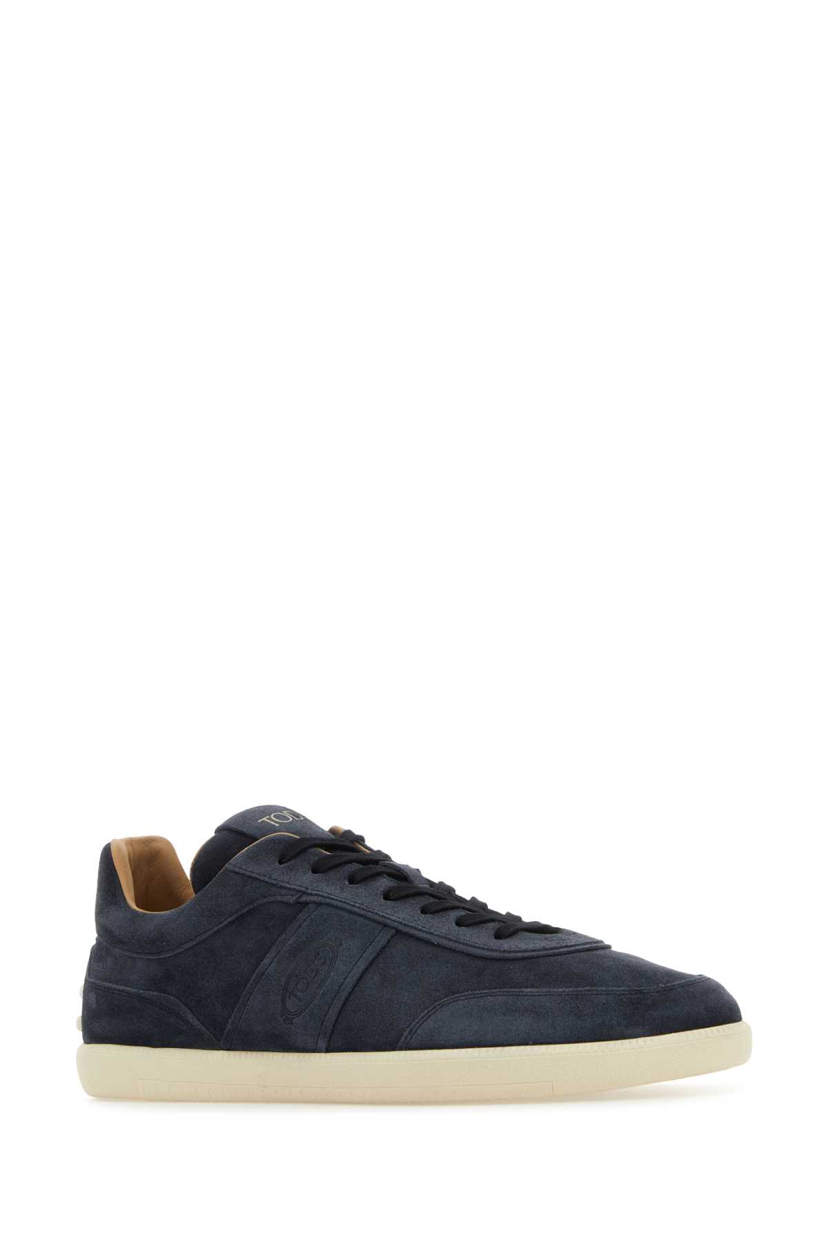 Shop Tod's Navy Blue Suede Tabs Sneakers