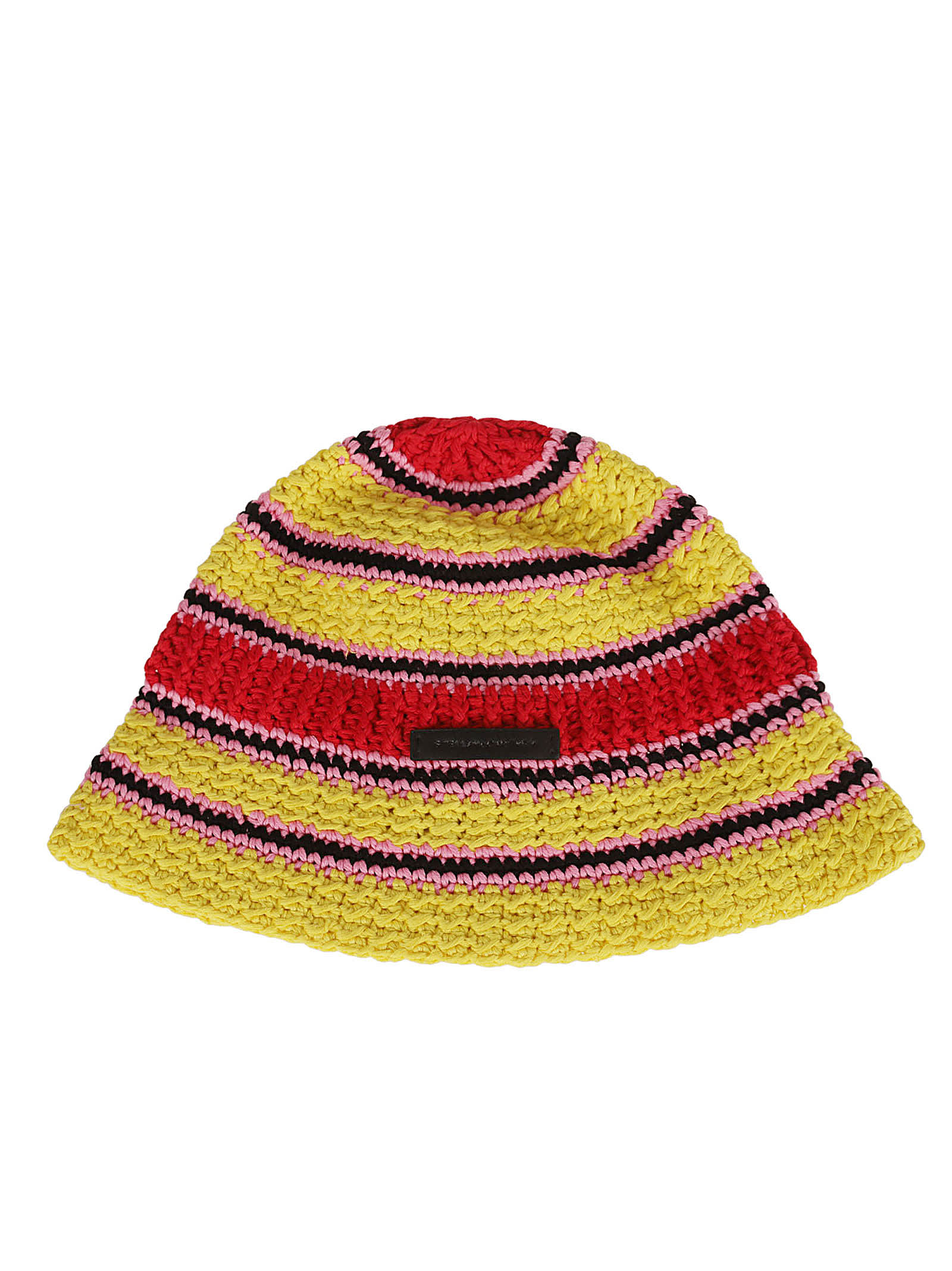 Shop Stella Mccartney Striped Cotton Crochet Hat In Pink