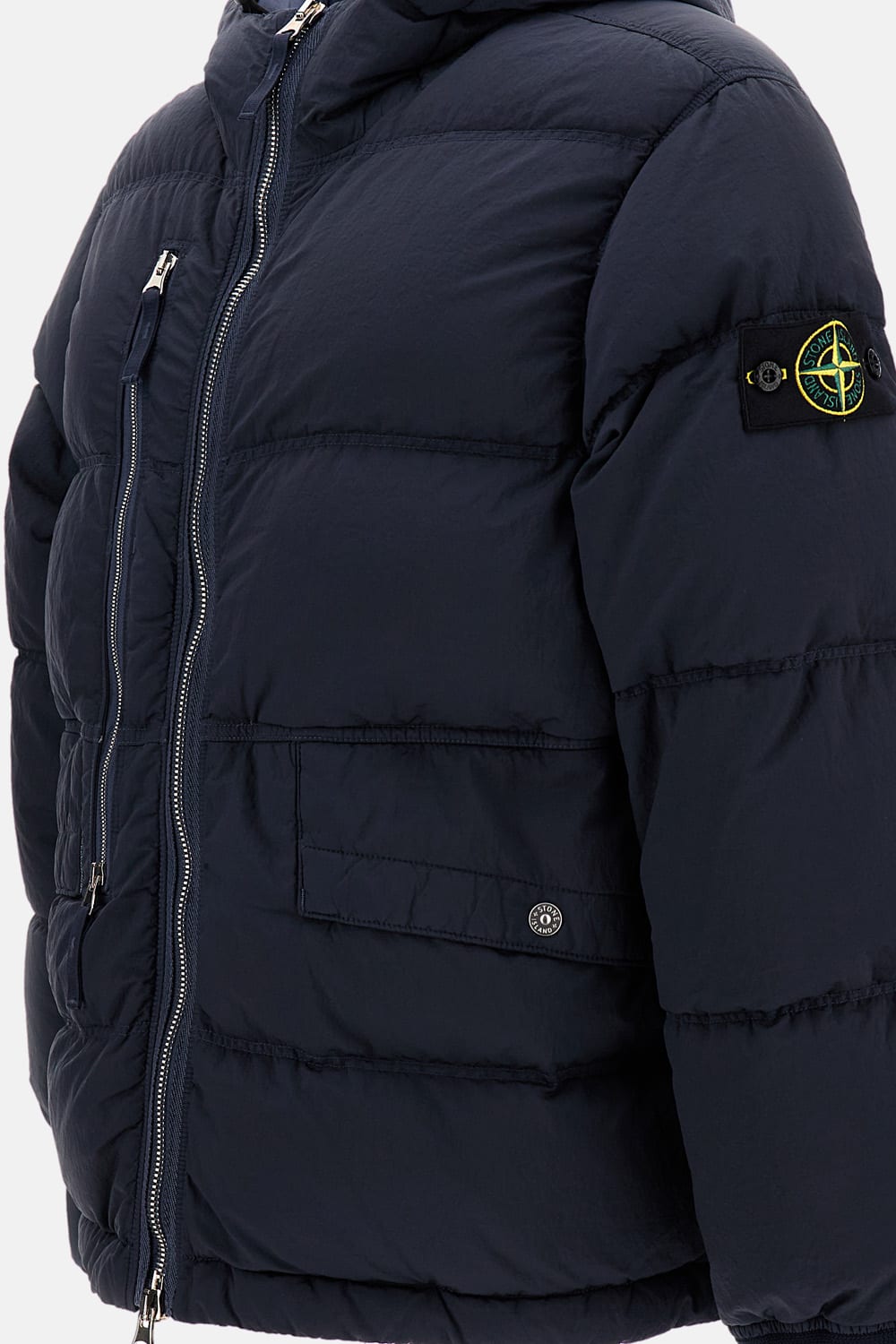 Stone Island Nylon Down Jacket In Blue