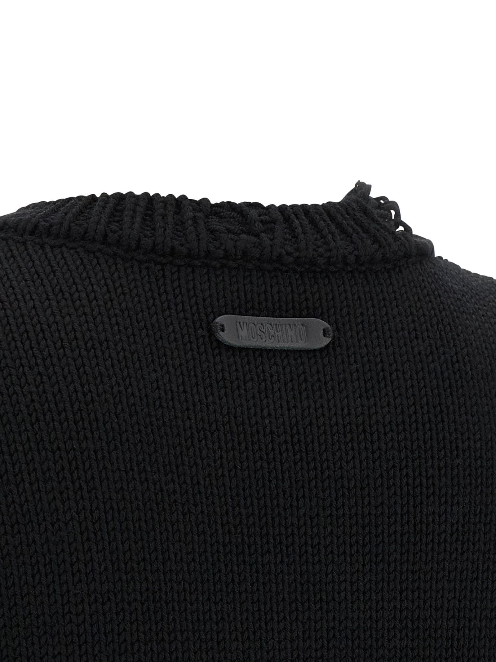 Moschino Oversized Pullover In Carved Wool In Black