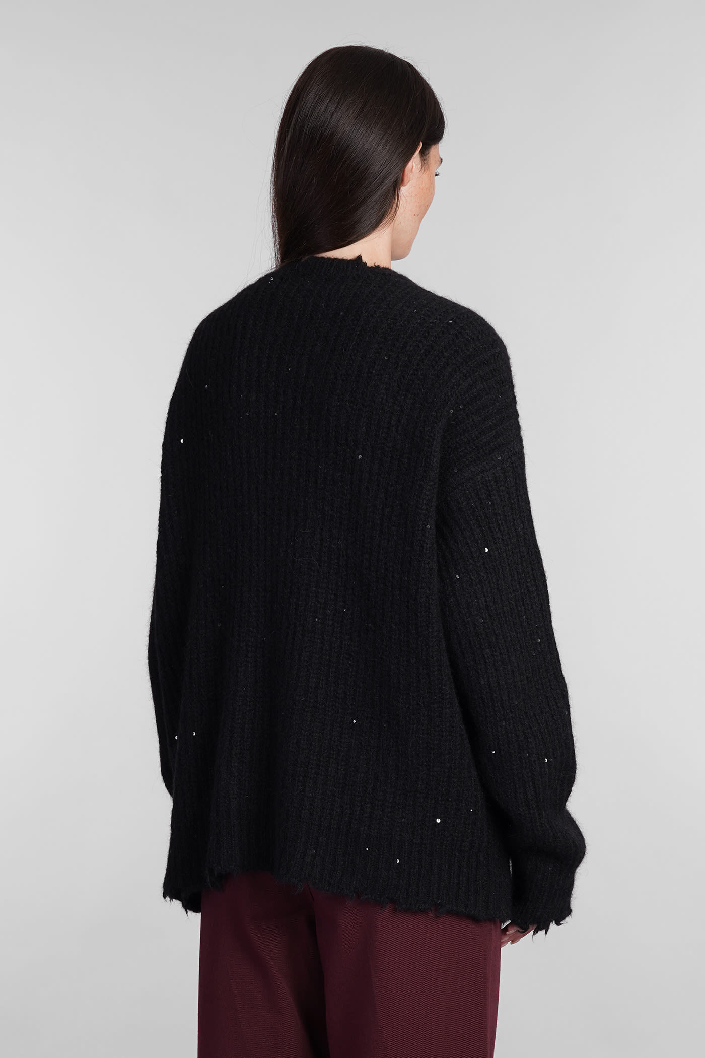 Shop Laneus Cardigan In Black Wool