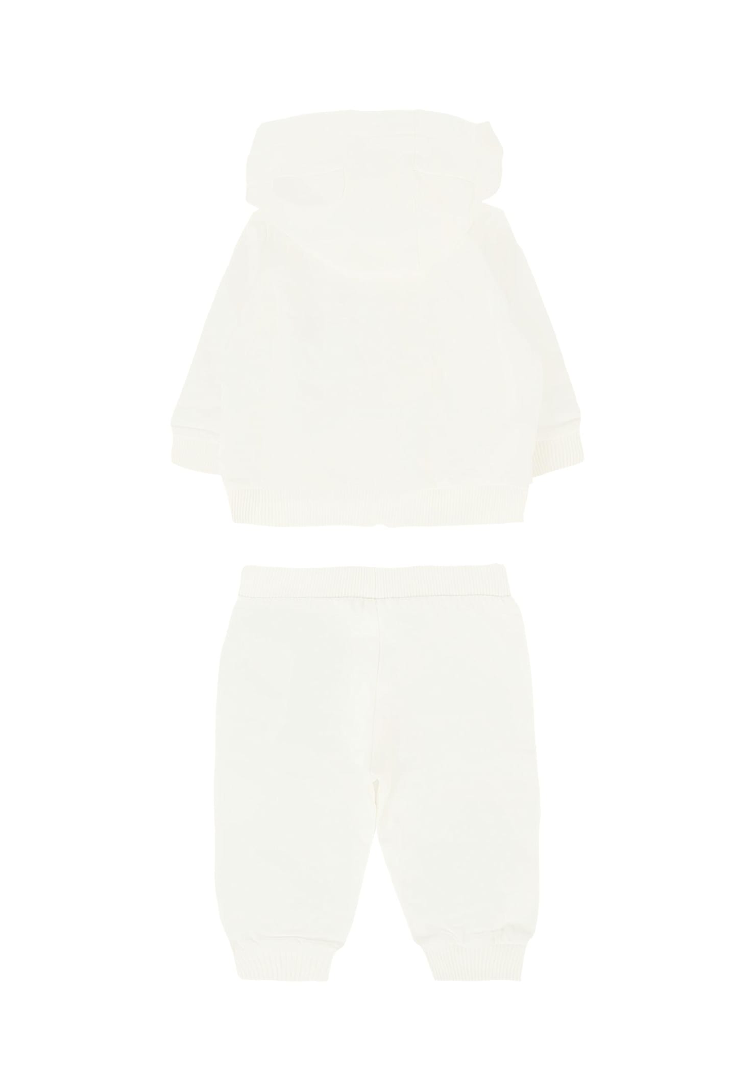 Moschino Ivory Suit For Babykids With Teddy Bear In White