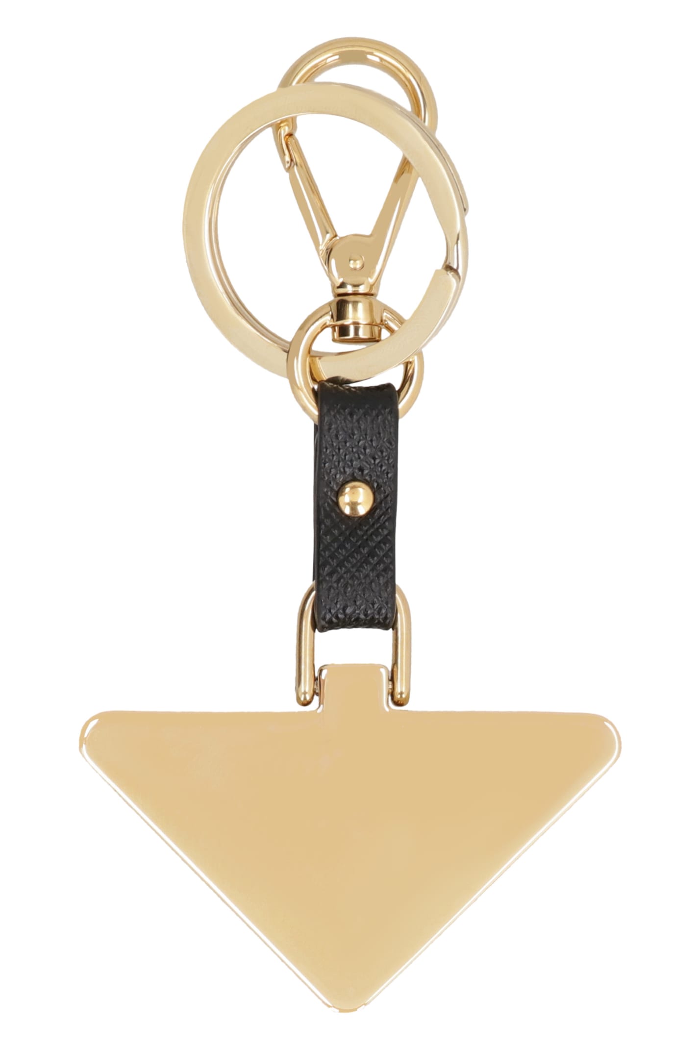 Prada Leather Keyring With Logo In Black