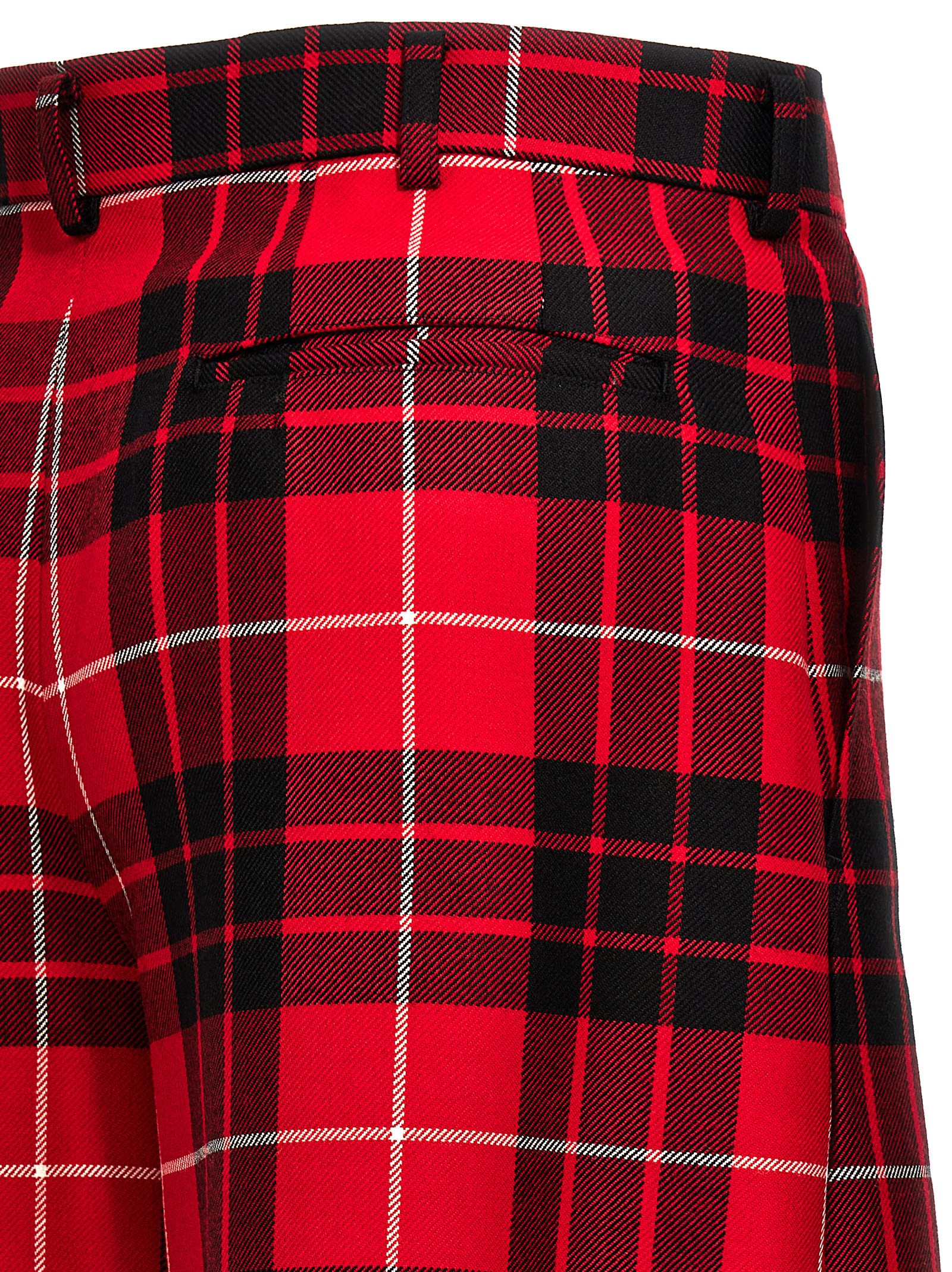 Shop Black Comme Des Garçons Check Bermuda Shorts In Red