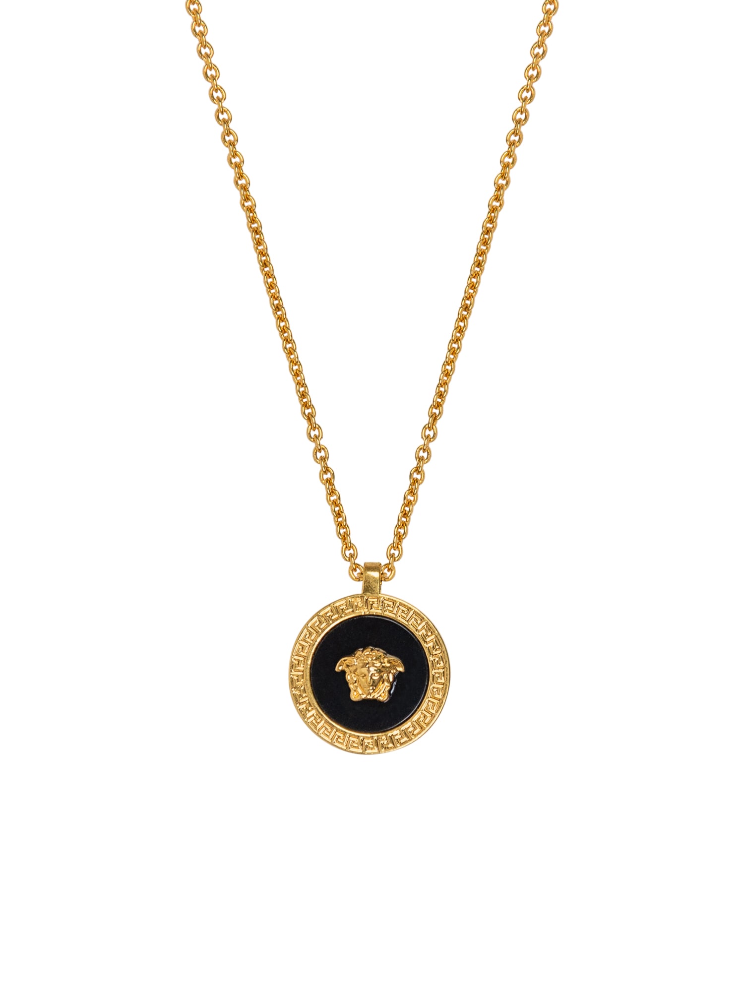 Shop Versace Necklace In Nero-oro Tribute