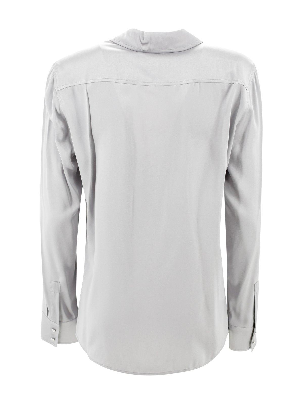 Shop Max Mara Buttoned Long-sleeved Top In Grigio Perla