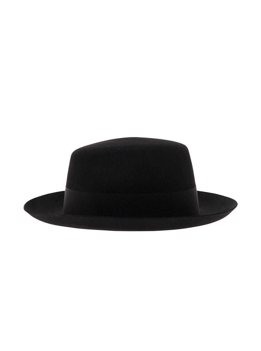 Saint Laurent Black Fedora Hat With Logo Detail In Wool Blend Woman In Black