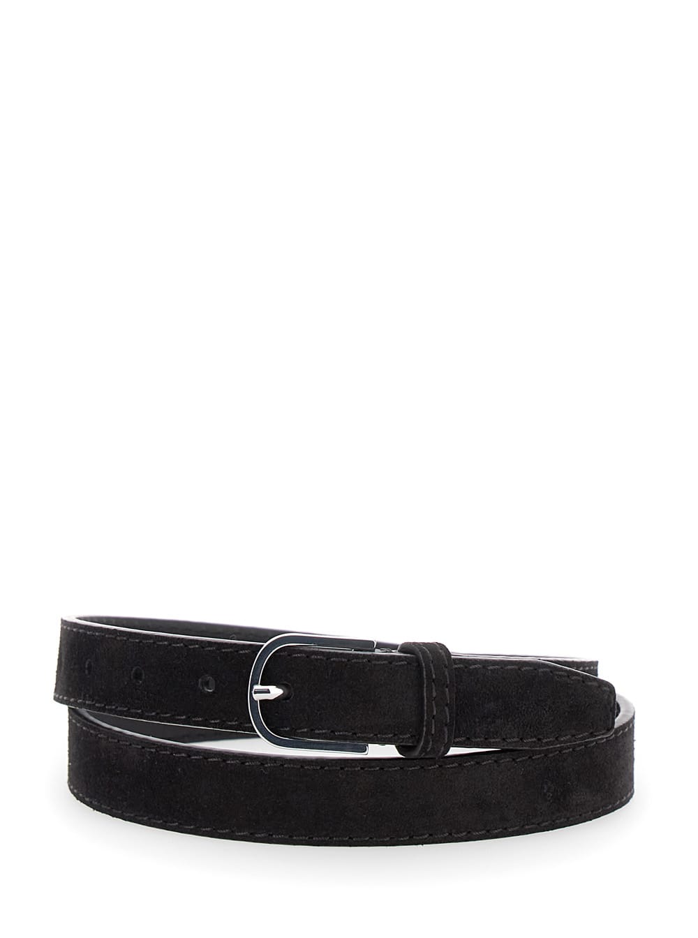 Totême Brown Belt With Embossed Logo Detail And Adjustable Buckle In Suede Woman