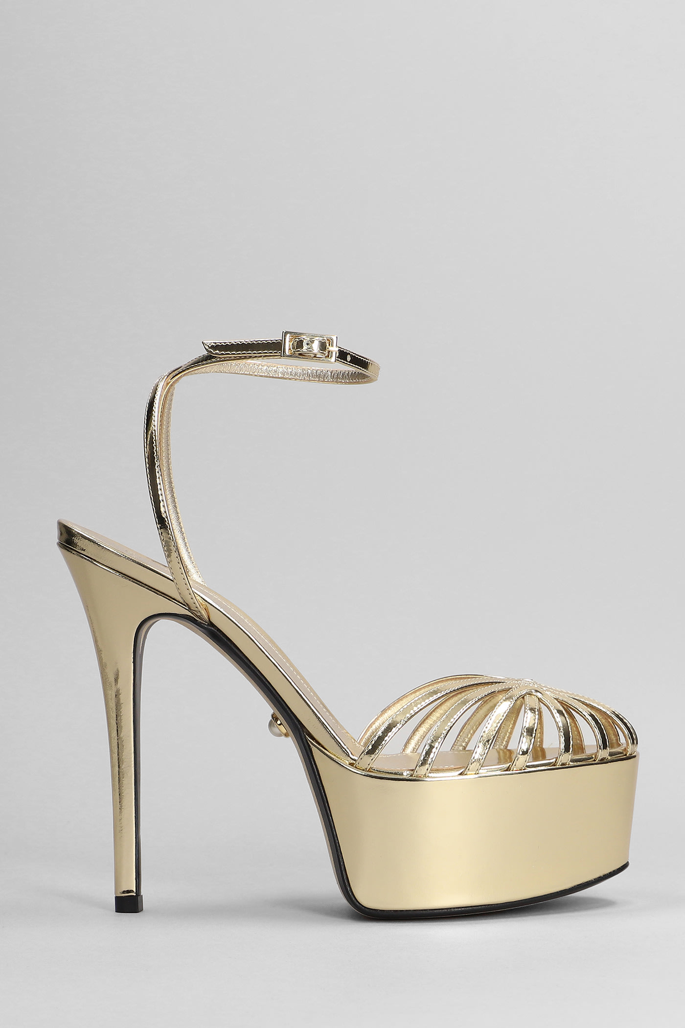 ALEVÌ CLIO 90 SANDALS IN GOLD LEATHER