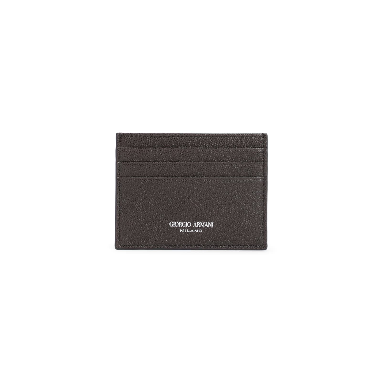 Shop Giorgio Armani Calf Leather Credit Card Holder In T.moro