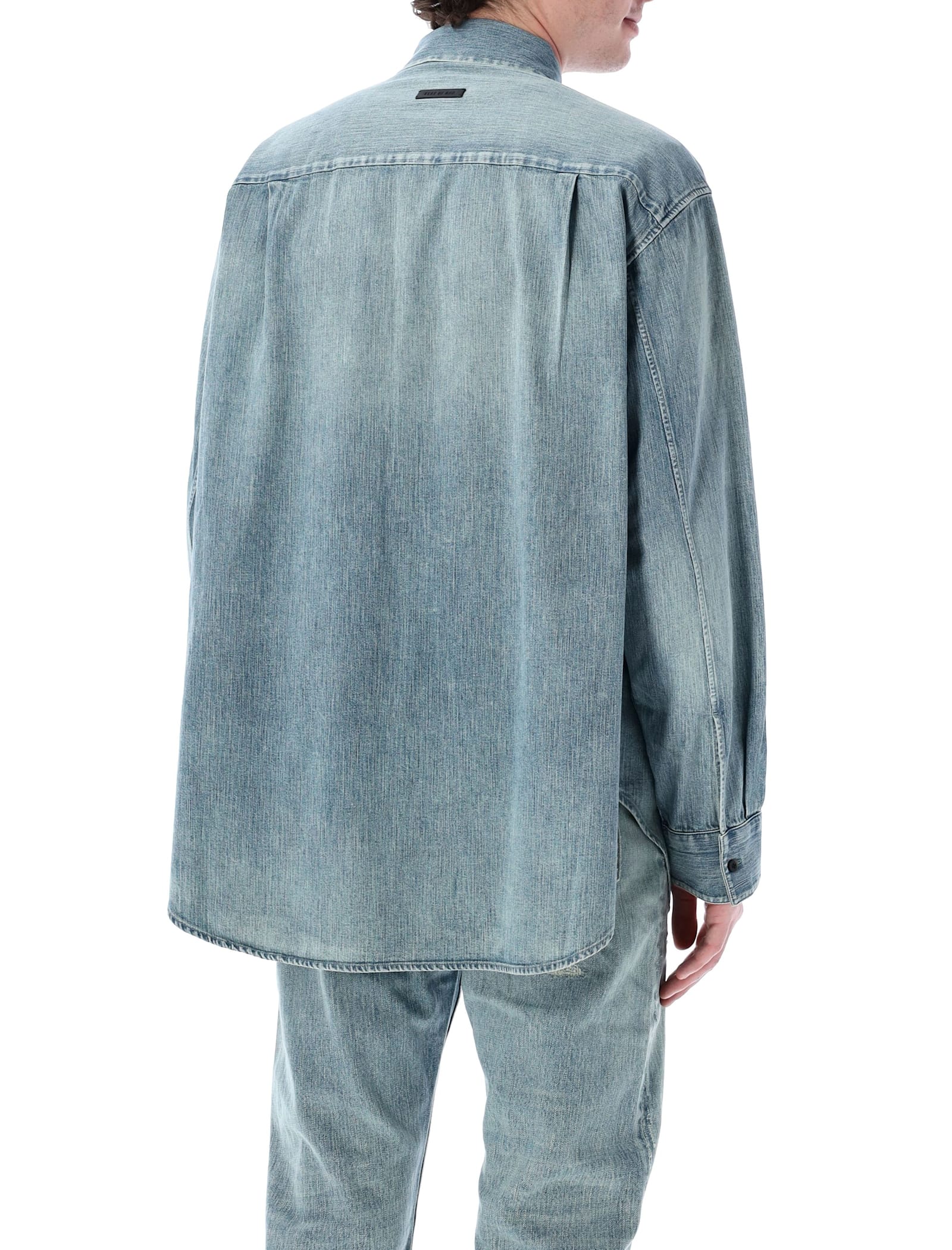 Fear Of God Light Blue Shirt With Faded Denim Effect In Blue