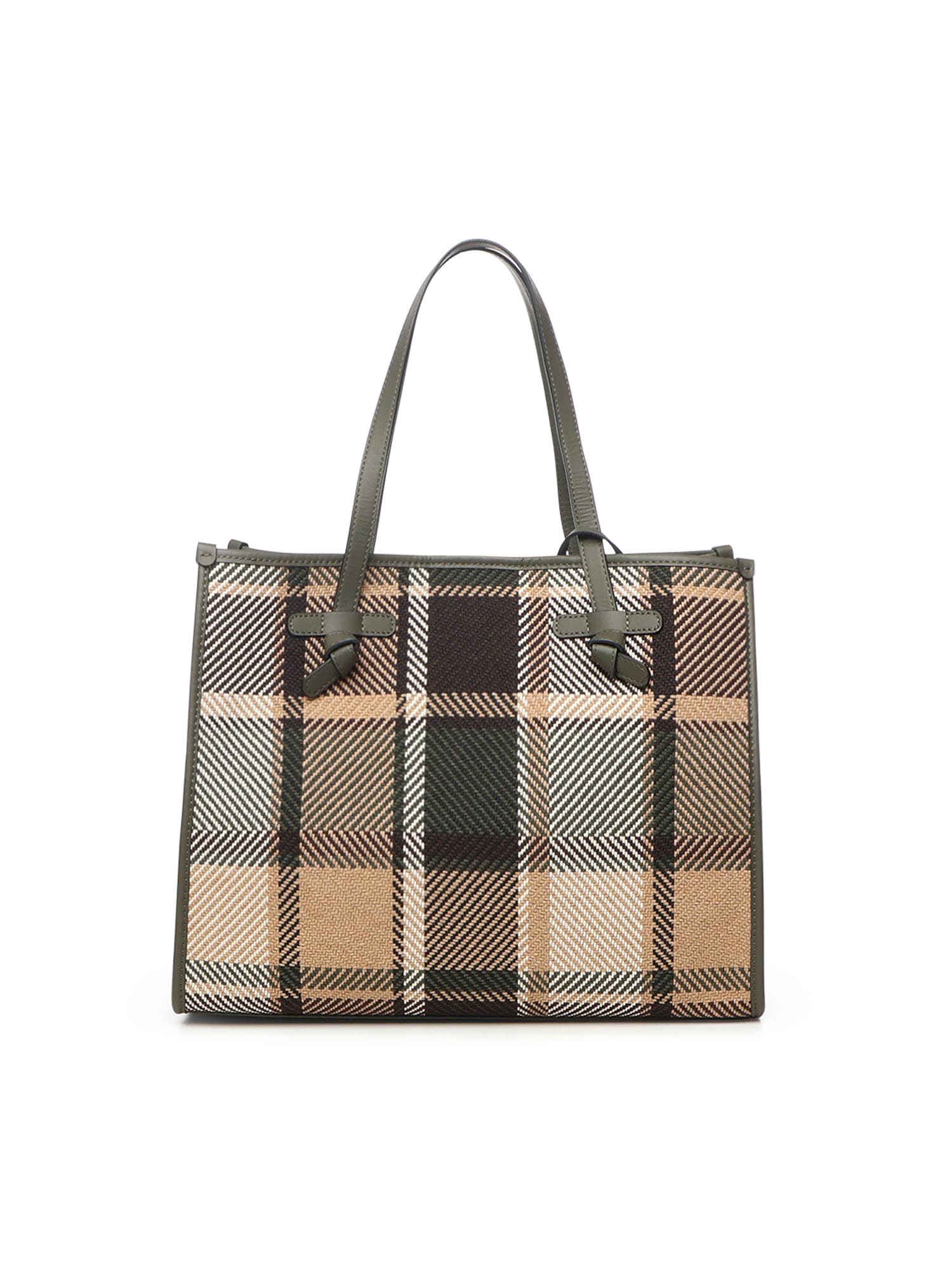 Gianni Chiarini Plaid Tote Bag Leather Handles