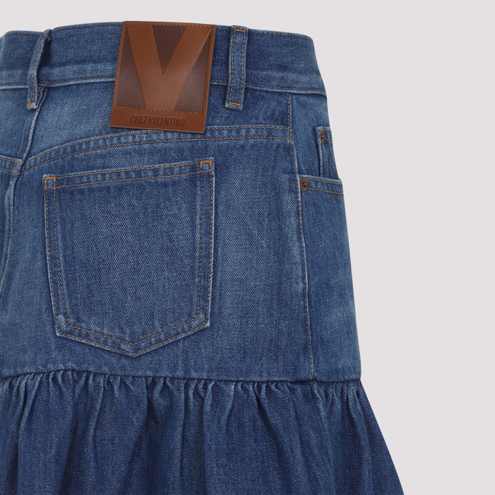 Valentino Garavani Mini Denim Skirt In Blue