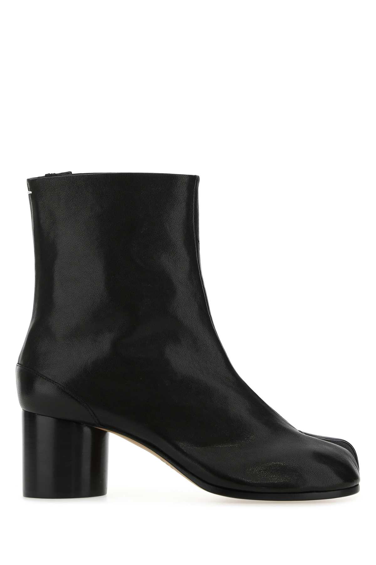 Shop Maison Margiela Black Leather Tabi Ankle Boots In T8013